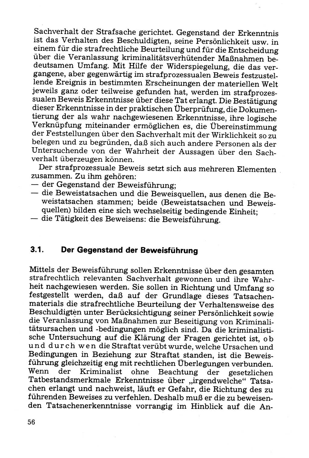 Grundfragen der Beweisführung im Ermittlungsverfahren [Deutsche Demokratische Republik (DDR)] 1980, Seite 56 (Bws.-Fhrg. EV DDR 1980, S. 56)