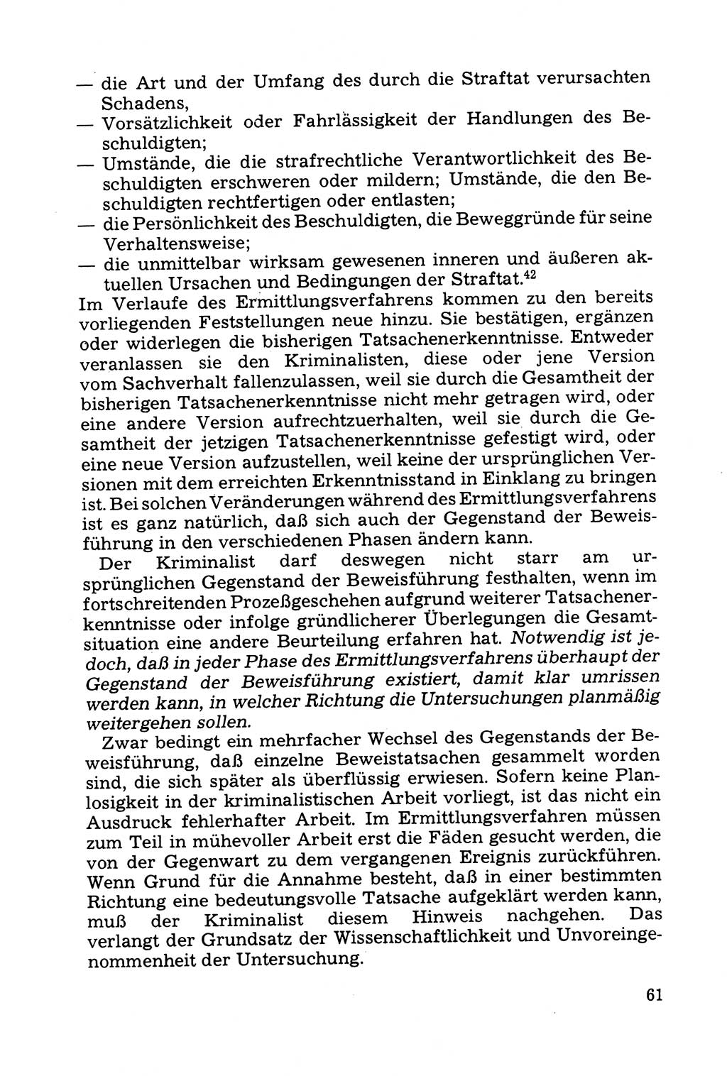 Grundfragen der Beweisführung im Ermittlungsverfahren [Deutsche Demokratische Republik (DDR)] 1980, Seite 61 (Bws.-Fhrg. EV DDR 1980, S. 61)