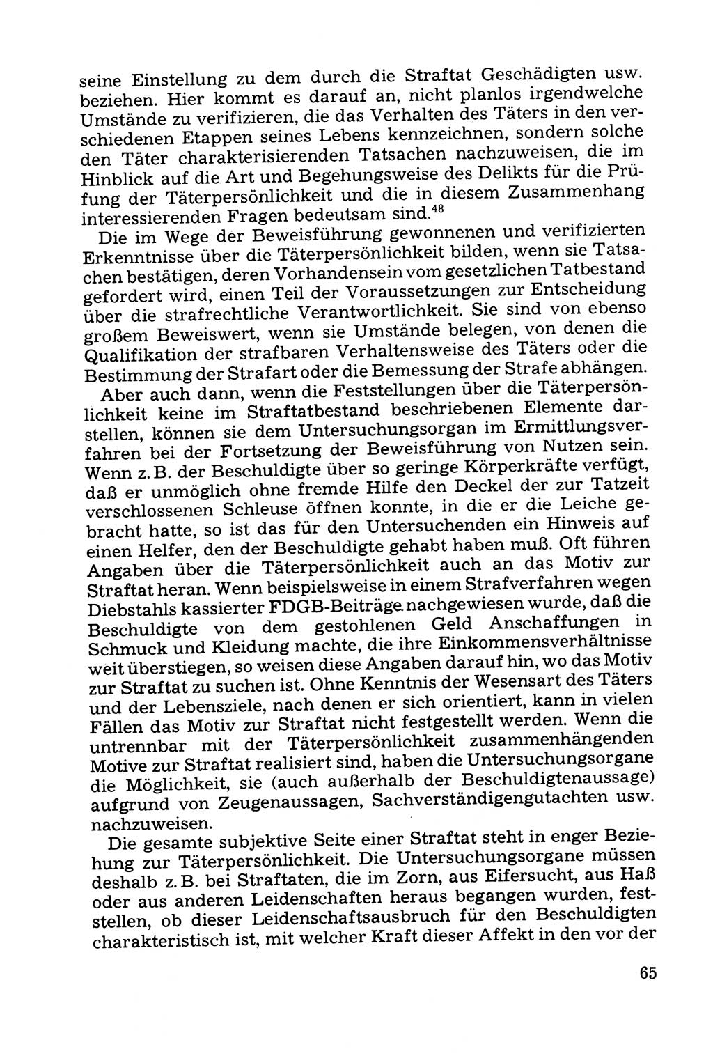 Grundfragen der Beweisführung im Ermittlungsverfahren [Deutsche Demokratische Republik (DDR)] 1980, Seite 65 (Bws.-Fhrg. EV DDR 1980, S. 65)