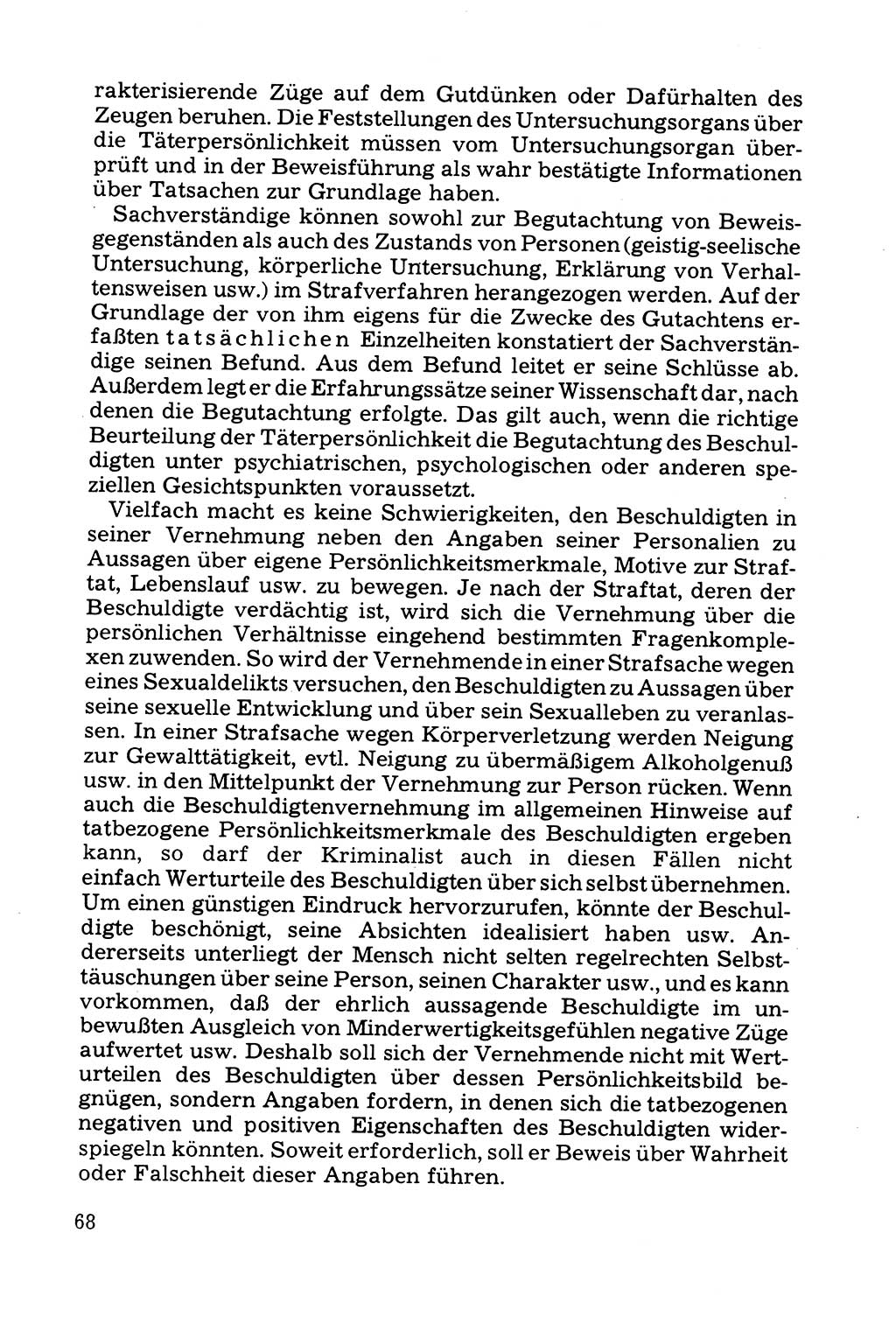 Grundfragen der Beweisführung im Ermittlungsverfahren [Deutsche Demokratische Republik (DDR)] 1980, Seite 68 (Bws.-Fhrg. EV DDR 1980, S. 68)