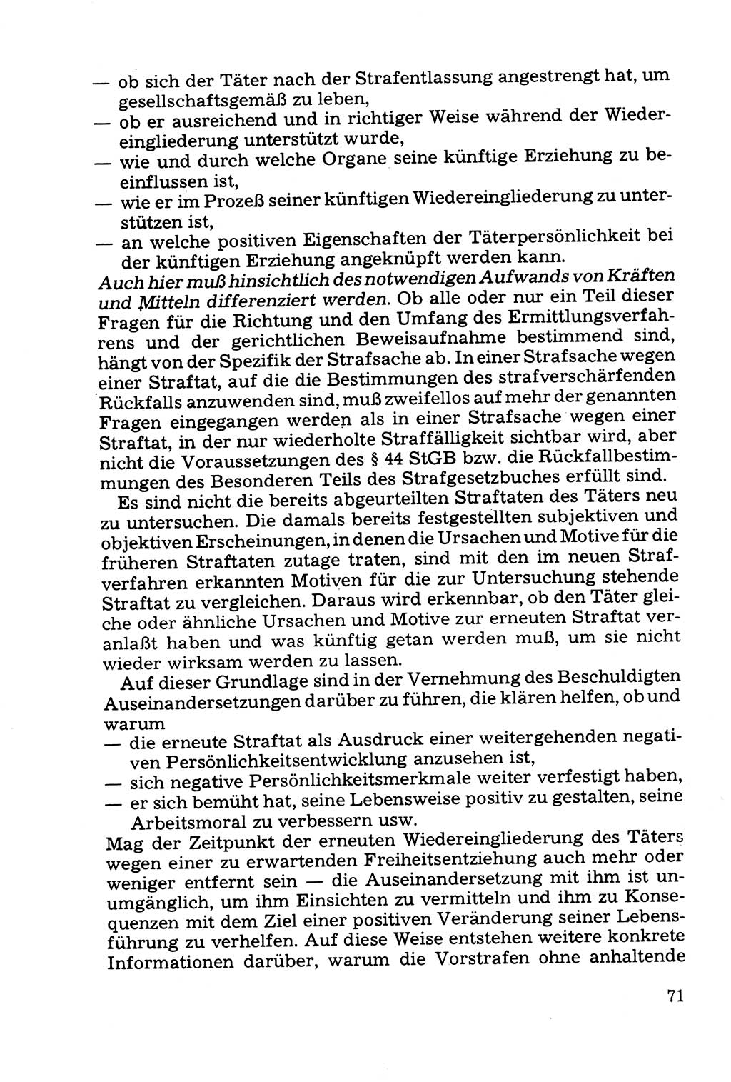Grundfragen der Beweisführung im Ermittlungsverfahren [Deutsche Demokratische Republik (DDR)] 1980, Seite 71 (Bws.-Fhrg. EV DDR 1980, S. 71)