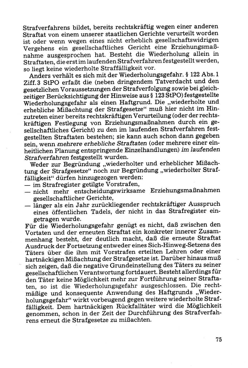 Grundfragen der Beweisführung im Ermittlungsverfahren [Deutsche Demokratische Republik (DDR)] 1980, Seite 75 (Bws.-Fhrg. EV DDR 1980, S. 75)