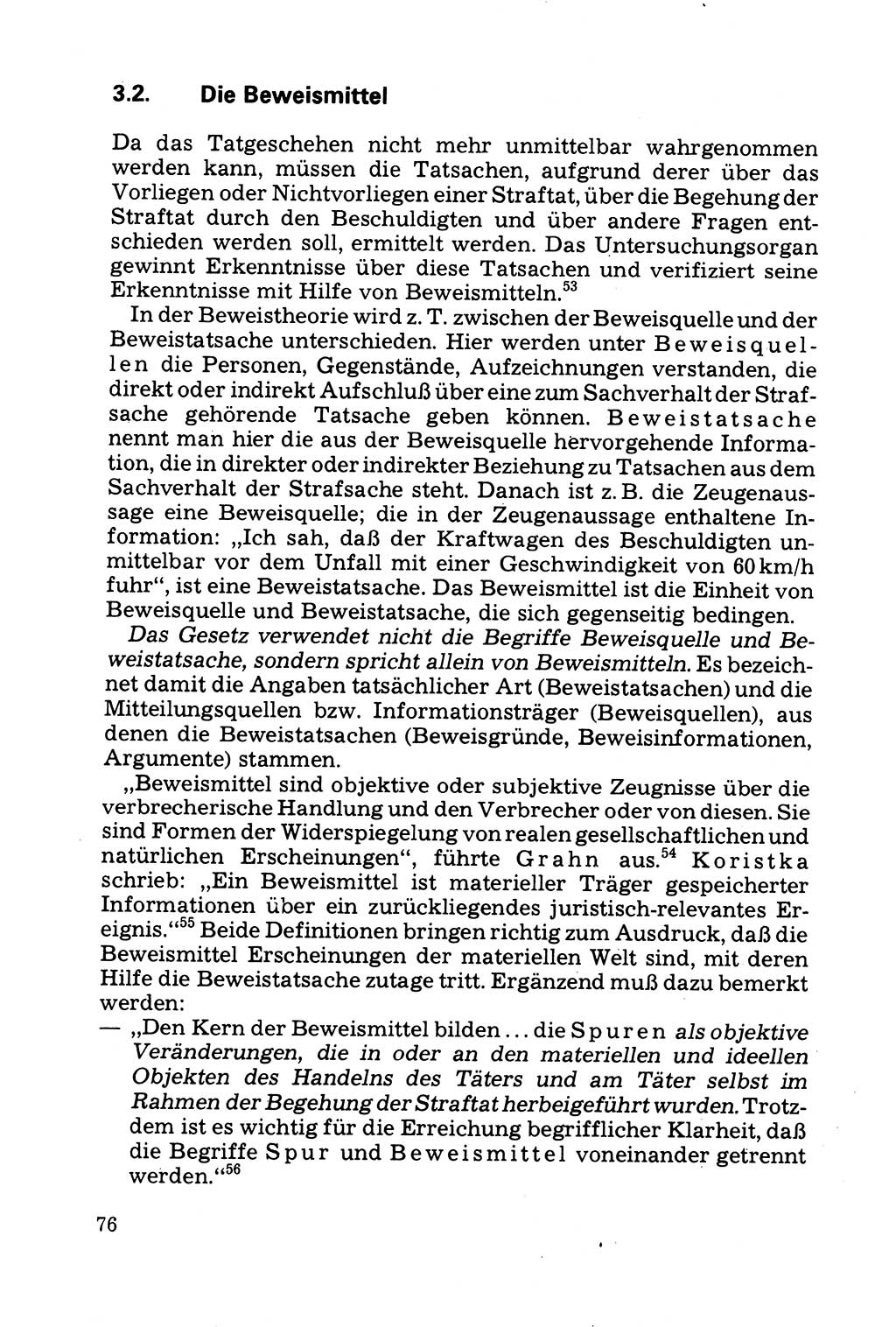 Grundfragen der Beweisführung im Ermittlungsverfahren [Deutsche Demokratische Republik (DDR)] 1980, Seite 76 (Bws.-Fhrg. EV DDR 1980, S. 76)