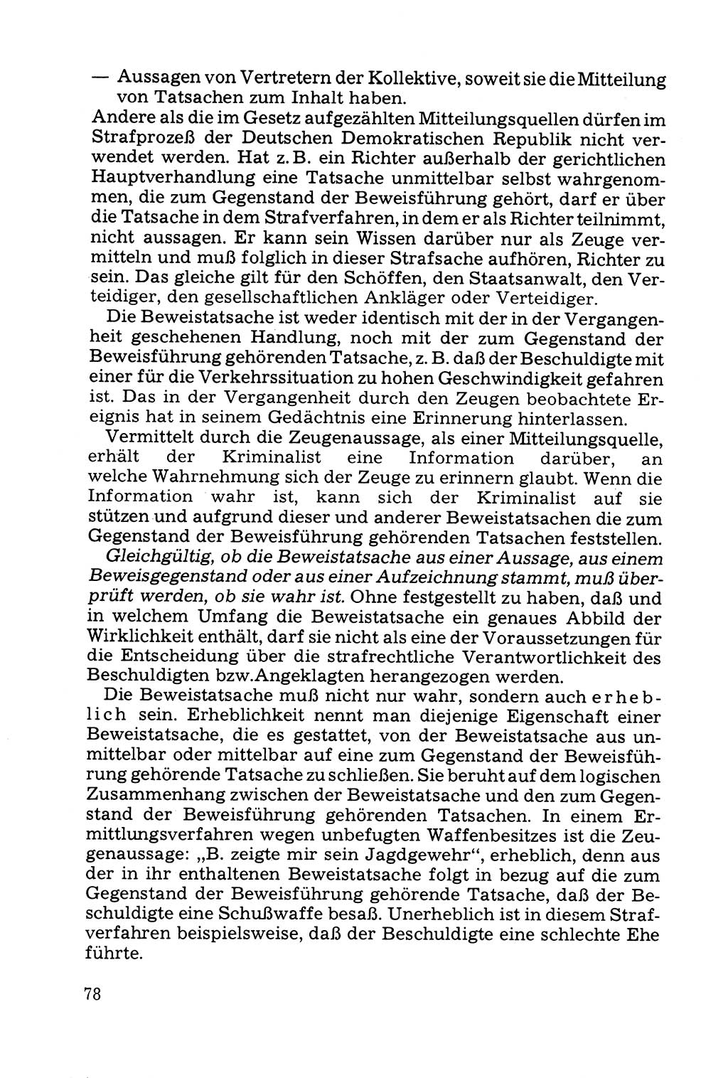 Grundfragen der Beweisführung im Ermittlungsverfahren [Deutsche Demokratische Republik (DDR)] 1980, Seite 78 (Bws.-Fhrg. EV DDR 1980, S. 78)