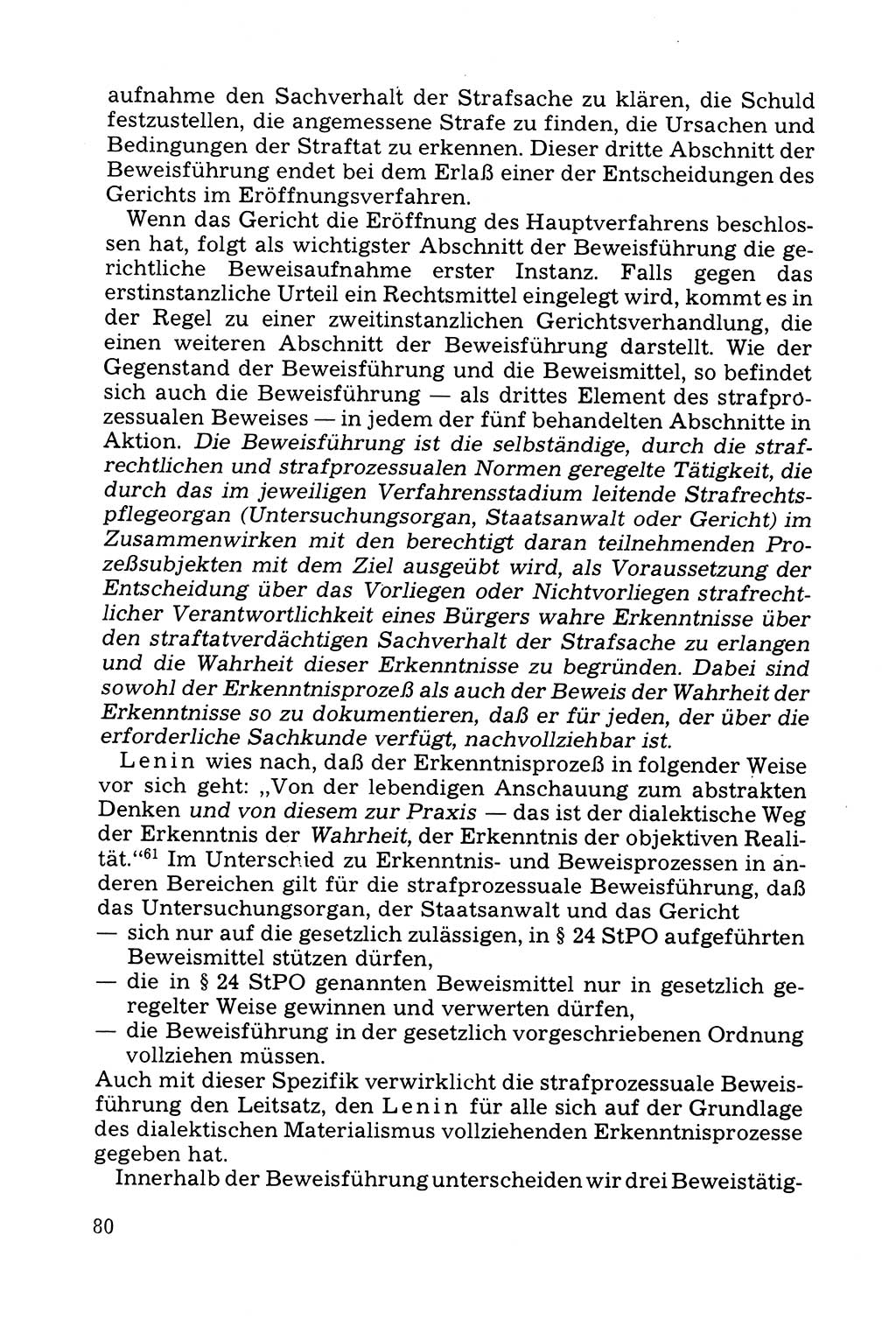 Grundfragen der Beweisführung im Ermittlungsverfahren [Deutsche Demokratische Republik (DDR)] 1980, Seite 80 (Bws.-Fhrg. EV DDR 1980, S. 80)