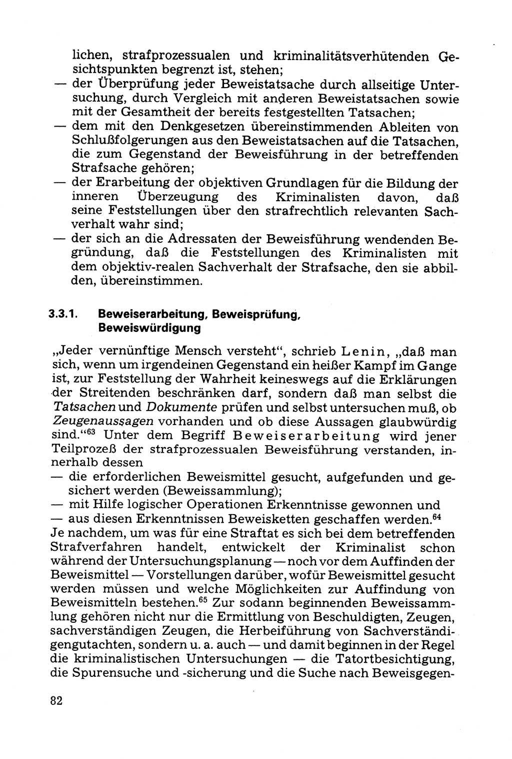 Grundfragen der Beweisführung im Ermittlungsverfahren [Deutsche Demokratische Republik (DDR)] 1980, Seite 82 (Bws.-Fhrg. EV DDR 1980, S. 82)