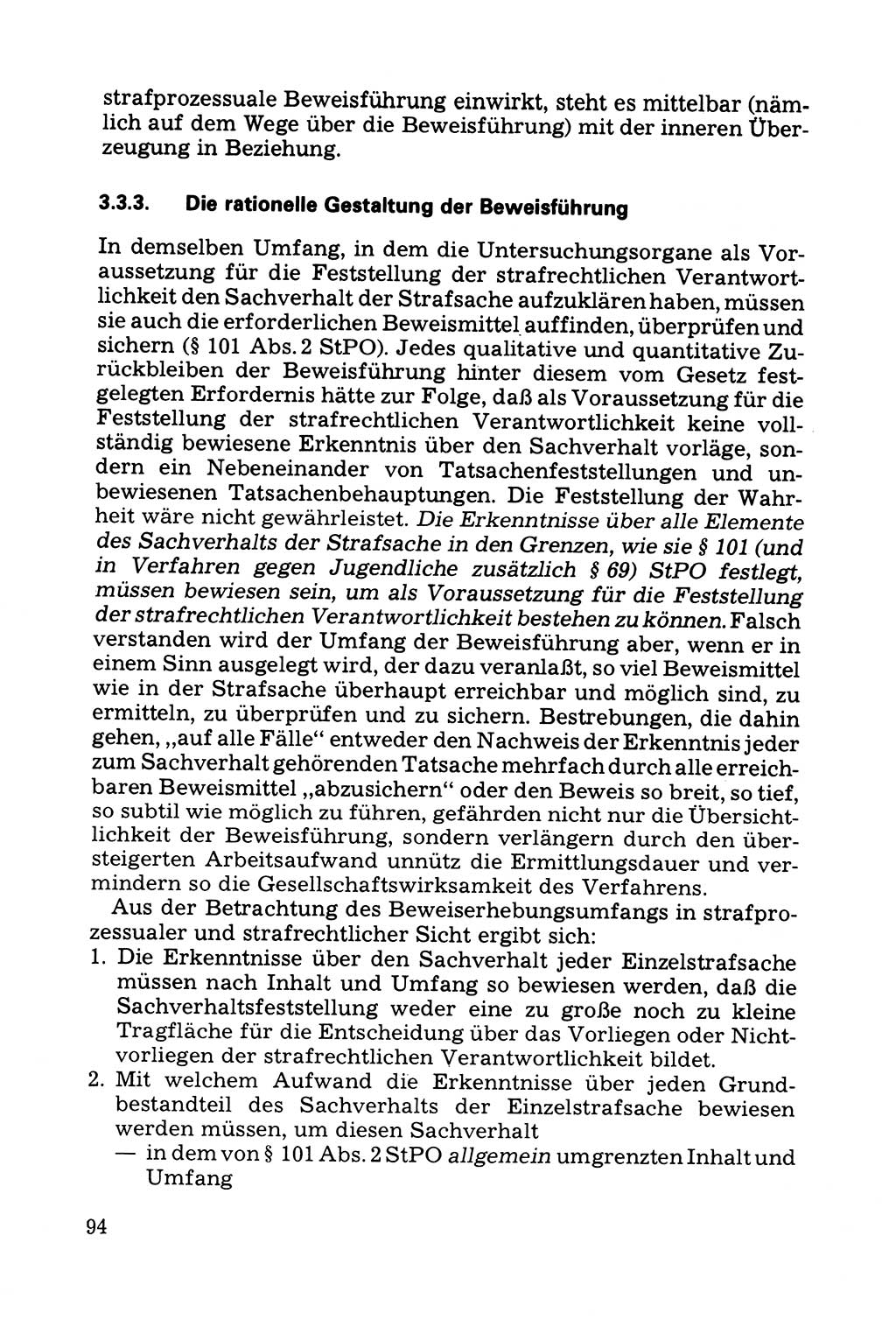 Grundfragen der Beweisführung im Ermittlungsverfahren [Deutsche Demokratische Republik (DDR)] 1980, Seite 94 (Bws.-Fhrg. EV DDR 1980, S. 94)