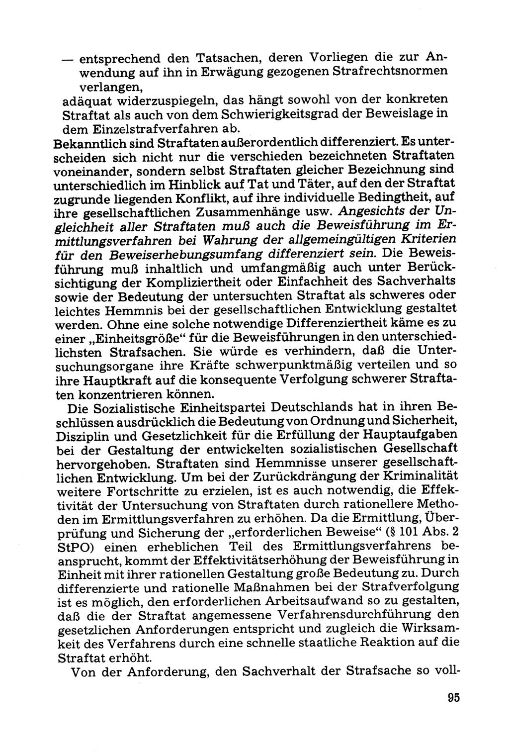 Grundfragen der Beweisführung im Ermittlungsverfahren [Deutsche Demokratische Republik (DDR)] 1980, Seite 95 (Bws.-Fhrg. EV DDR 1980, S. 95)