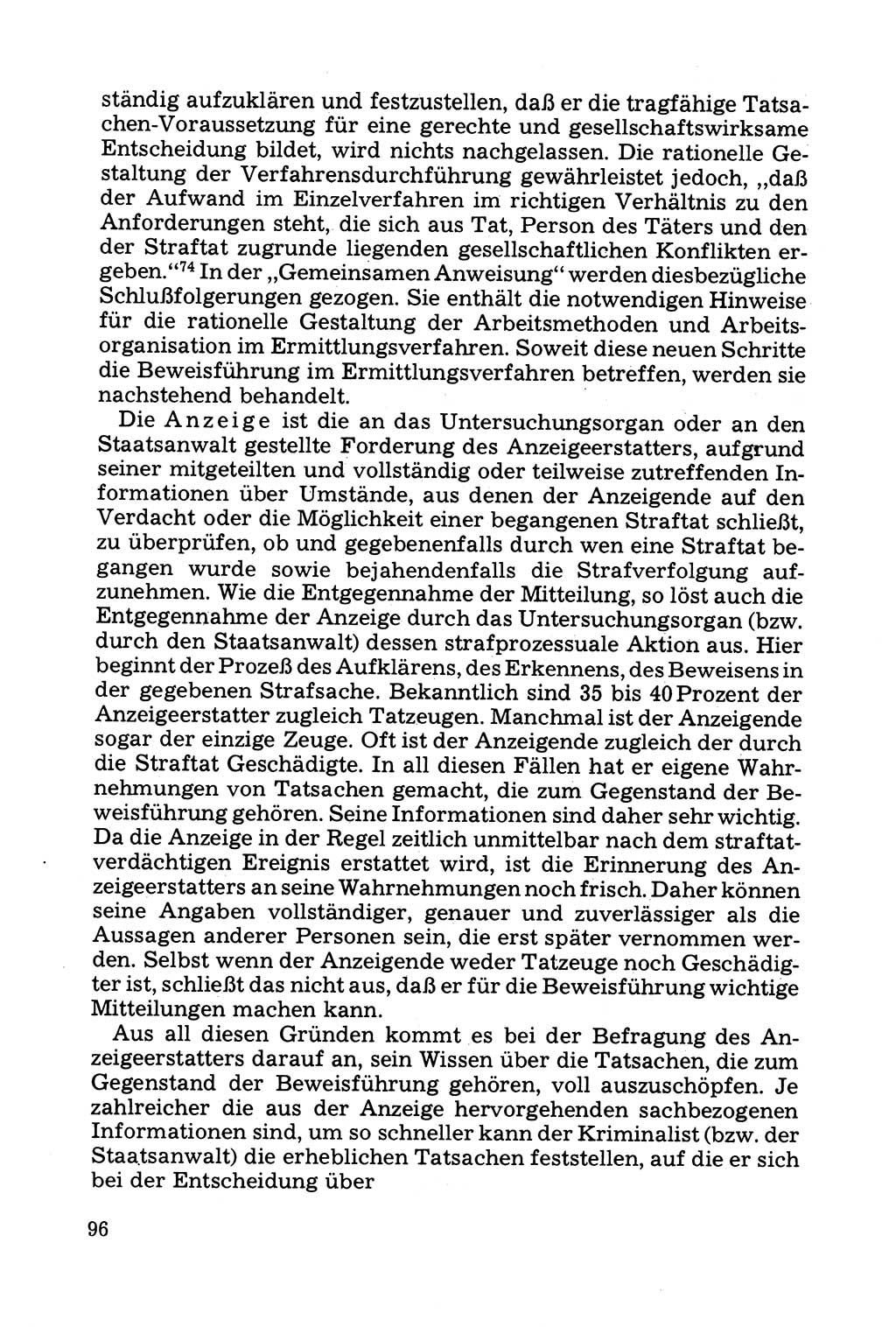 Grundfragen der Beweisführung im Ermittlungsverfahren [Deutsche Demokratische Republik (DDR)] 1980, Seite 96 (Bws.-Fhrg. EV DDR 1980, S. 96)