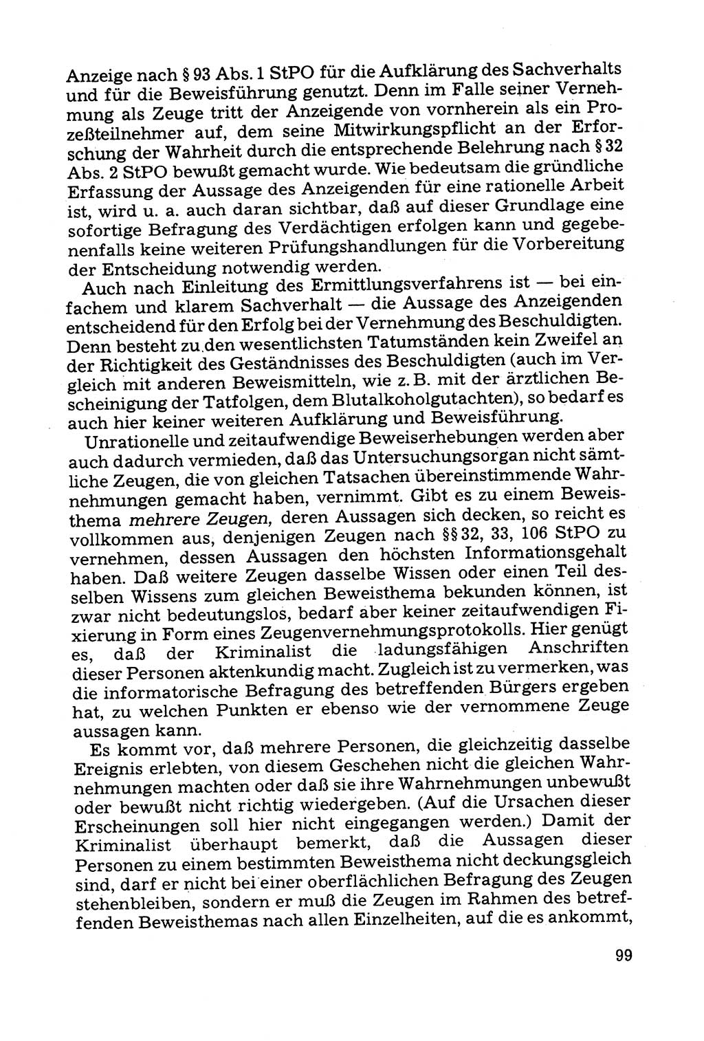 Grundfragen der Beweisführung im Ermittlungsverfahren [Deutsche Demokratische Republik (DDR)] 1980, Seite 99 (Bws.-Fhrg. EV DDR 1980, S. 99)