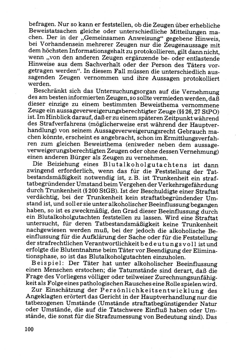 Grundfragen der Beweisführung im Ermittlungsverfahren [Deutsche Demokratische Republik (DDR)] 1980, Seite 100 (Bws.-Fhrg. EV DDR 1980, S. 100)