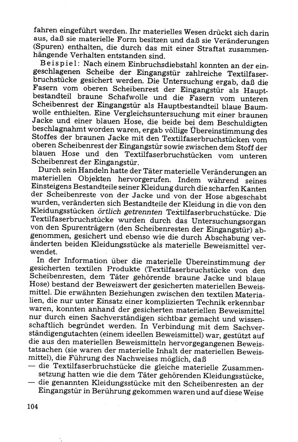 Grundfragen der Beweisführung im Ermittlungsverfahren [Deutsche Demokratische Republik (DDR)] 1980, Seite 104 (Bws.-Fhrg. EV DDR 1980, S. 104)