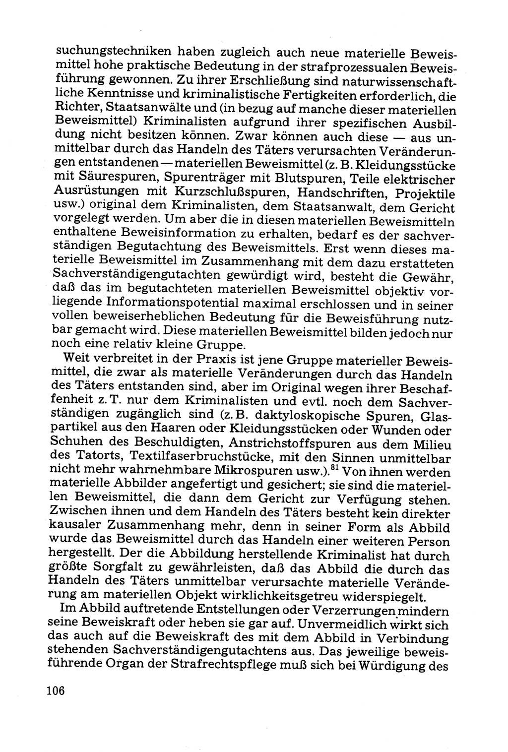 Grundfragen der Beweisführung im Ermittlungsverfahren [Deutsche Demokratische Republik (DDR)] 1980, Seite 106 (Bws.-Fhrg. EV DDR 1980, S. 106)