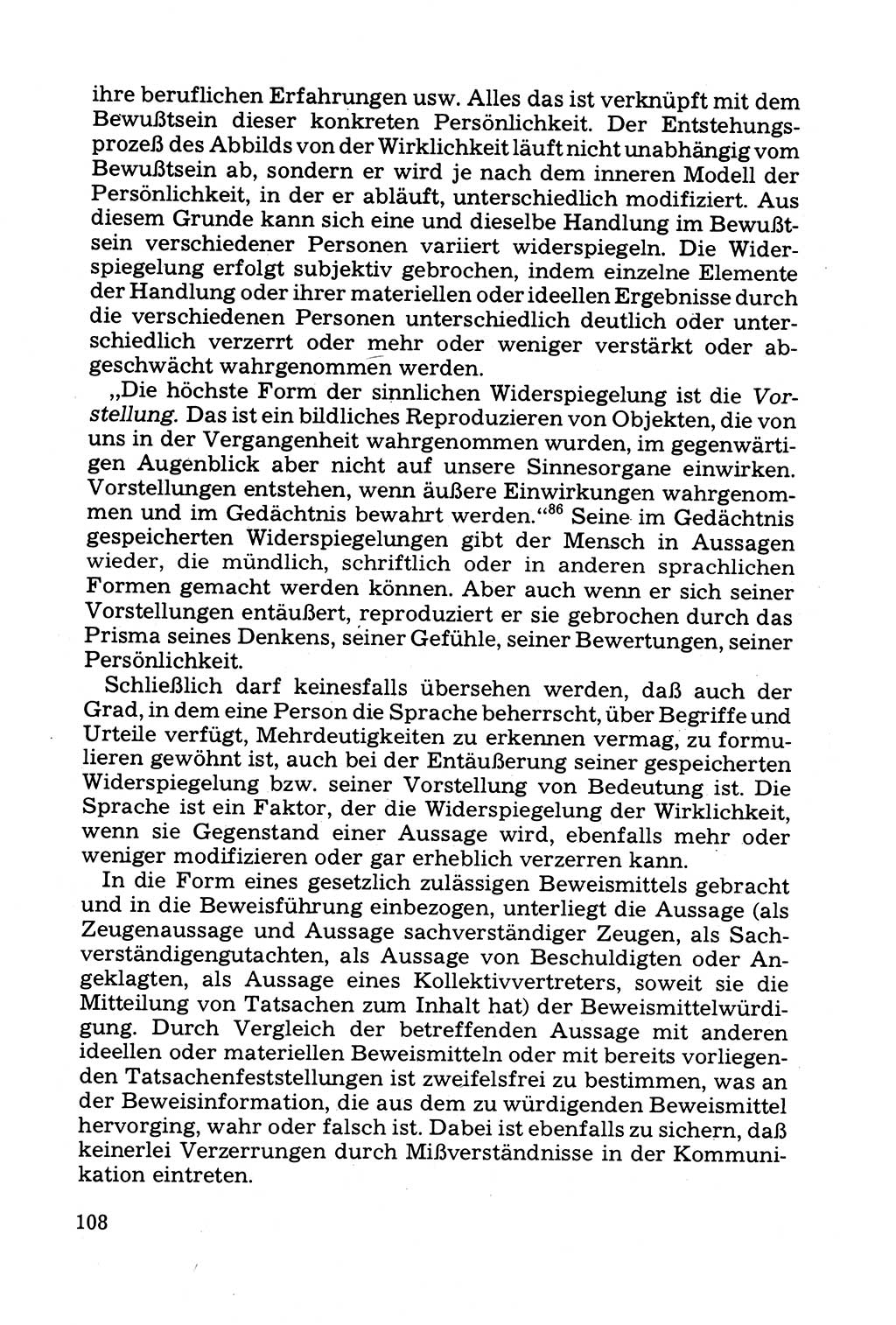 Grundfragen der Beweisführung im Ermittlungsverfahren [Deutsche Demokratische Republik (DDR)] 1980, Seite 108 (Bws.-Fhrg. EV DDR 1980, S. 108)
