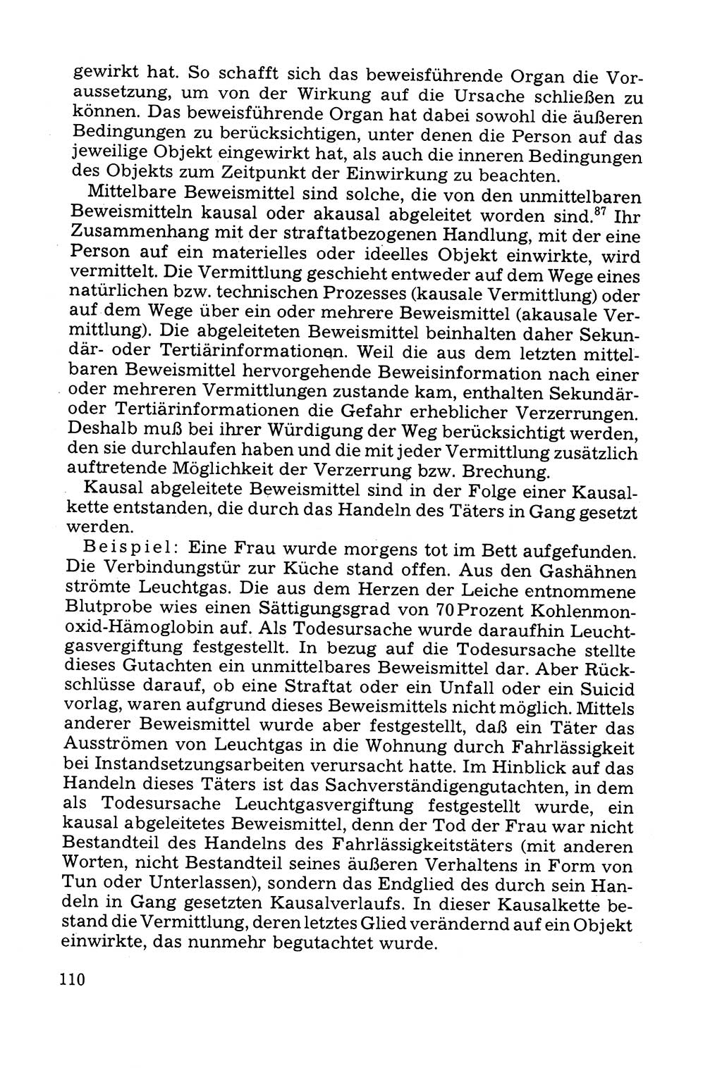 Grundfragen der Beweisführung im Ermittlungsverfahren [Deutsche Demokratische Republik (DDR)] 1980, Seite 110 (Bws.-Fhrg. EV DDR 1980, S. 110)