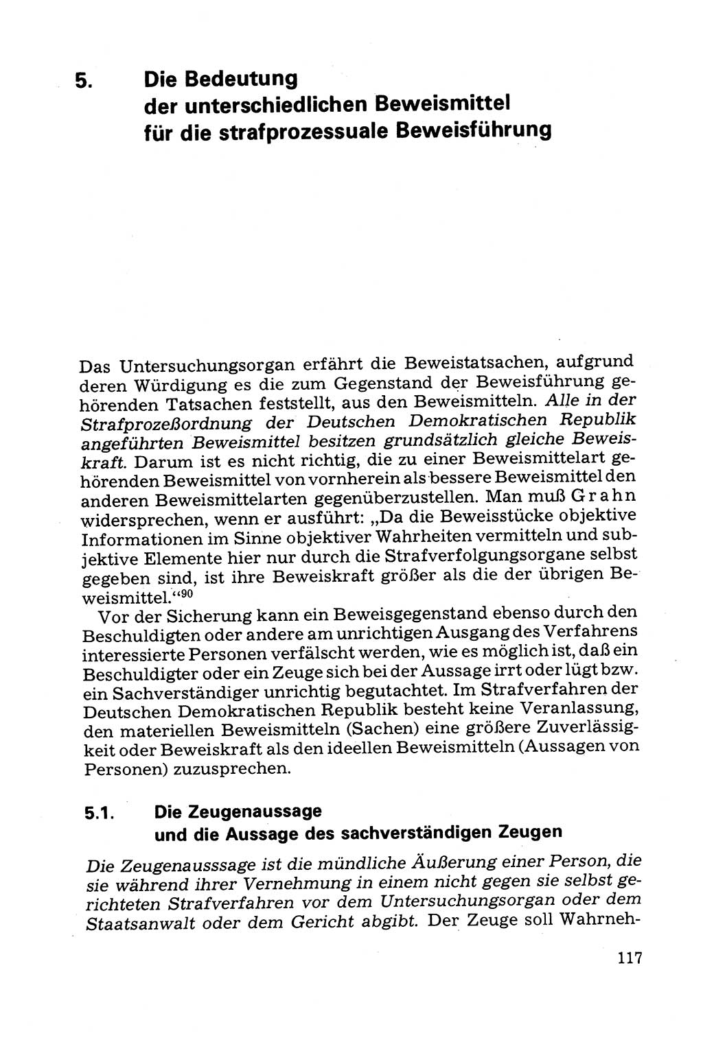 Grundfragen der Beweisführung im Ermittlungsverfahren [Deutsche Demokratische Republik (DDR)] 1980, Seite 117 (Bws.-Fhrg. EV DDR 1980, S. 117)