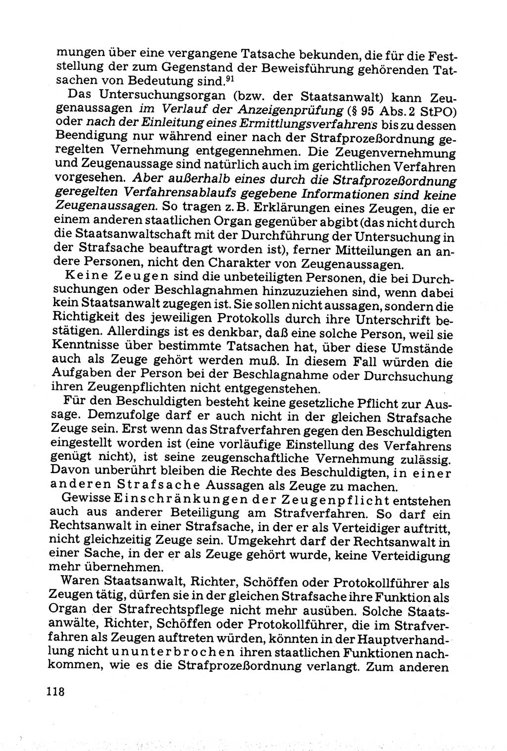 Grundfragen der Beweisführung im Ermittlungsverfahren [Deutsche Demokratische Republik (DDR)] 1980, Seite 118 (Bws.-Fhrg. EV DDR 1980, S. 118)