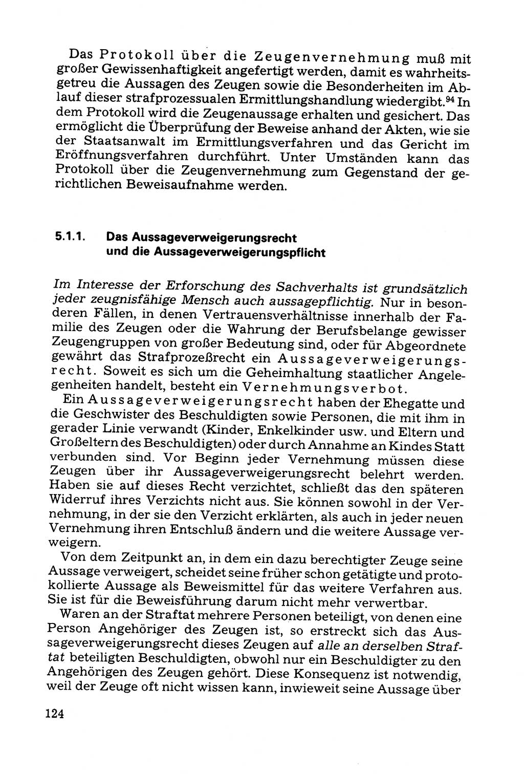 Grundfragen der Beweisführung im Ermittlungsverfahren [Deutsche Demokratische Republik (DDR)] 1980, Seite 124 (Bws.-Fhrg. EV DDR 1980, S. 124)