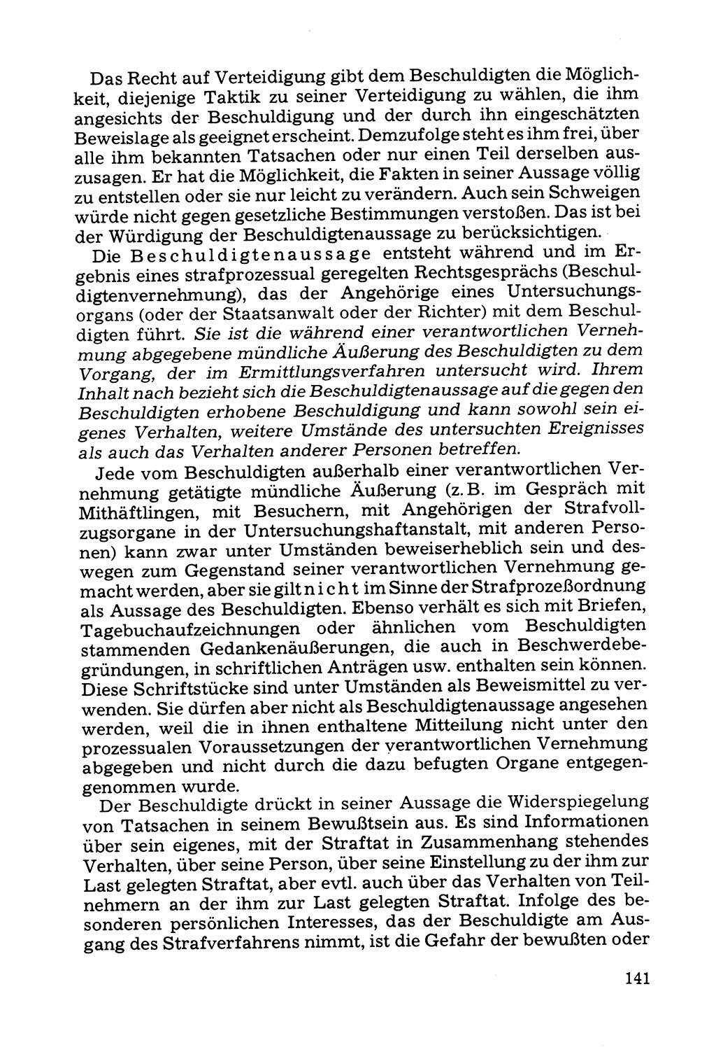 Grundfragen der Beweisführung im Ermittlungsverfahren [Deutsche Demokratische Republik (DDR)] 1980, Seite 141 (Bws.-Fhrg. EV DDR 1980, S. 141)