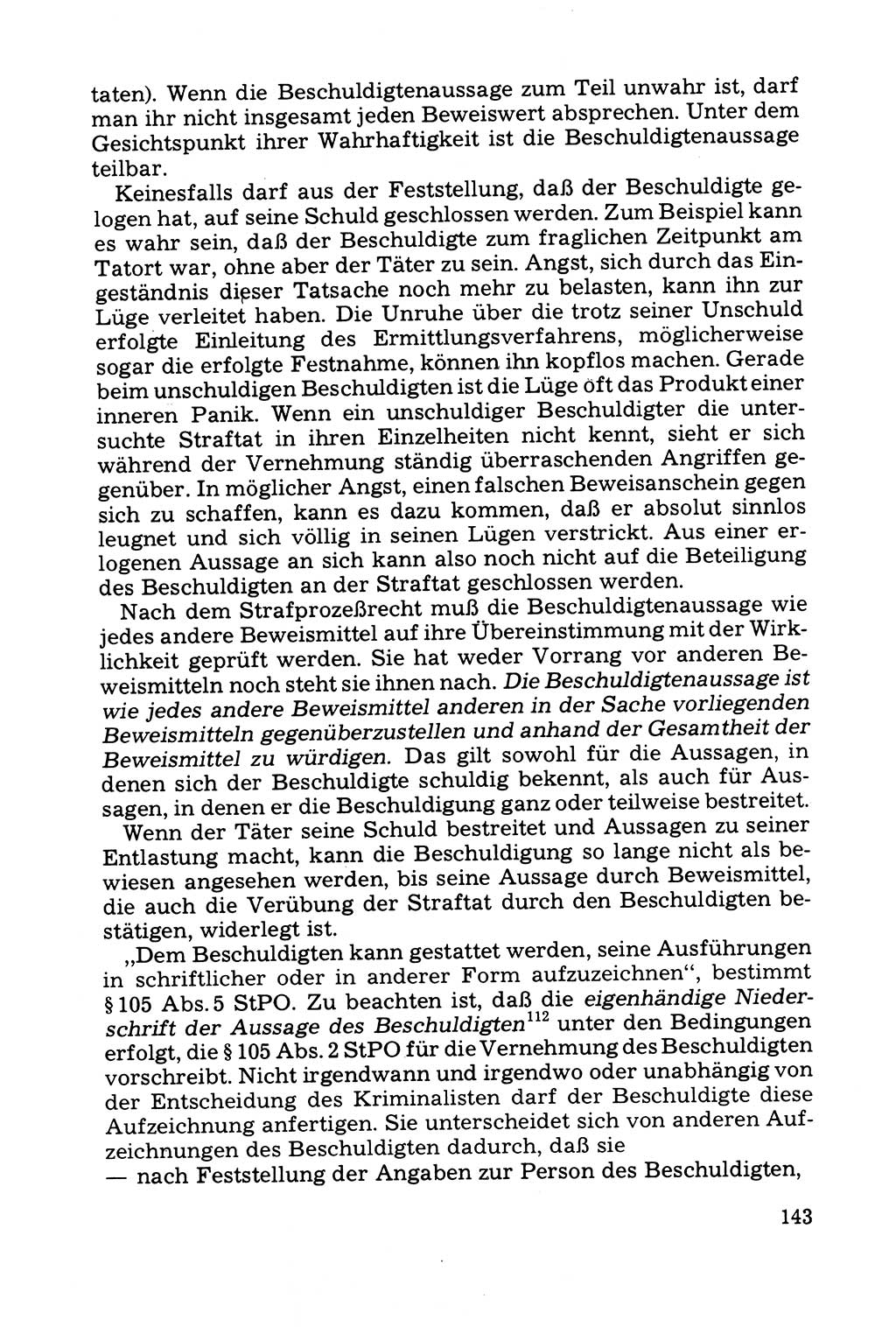 Grundfragen der Beweisführung im Ermittlungsverfahren [Deutsche Demokratische Republik (DDR)] 1980, Seite 143 (Bws.-Fhrg. EV DDR 1980, S. 143)