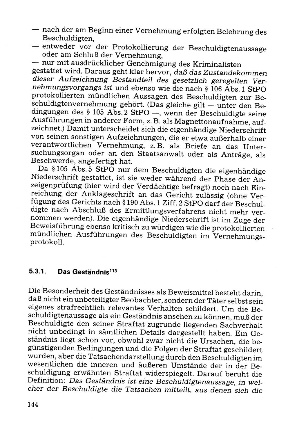 Grundfragen der Beweisführung im Ermittlungsverfahren [Deutsche Demokratische Republik (DDR)] 1980, Seite 144 (Bws.-Fhrg. EV DDR 1980, S. 144)