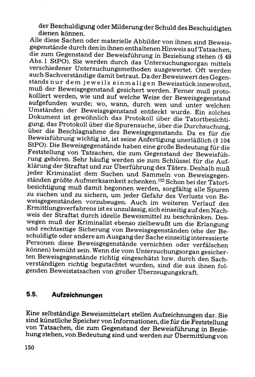 Grundfragen der Beweisführung im Ermittlungsverfahren [Deutsche Demokratische Republik (DDR)] 1980, Seite 150 (Bws.-Fhrg. EV DDR 1980, S. 150)