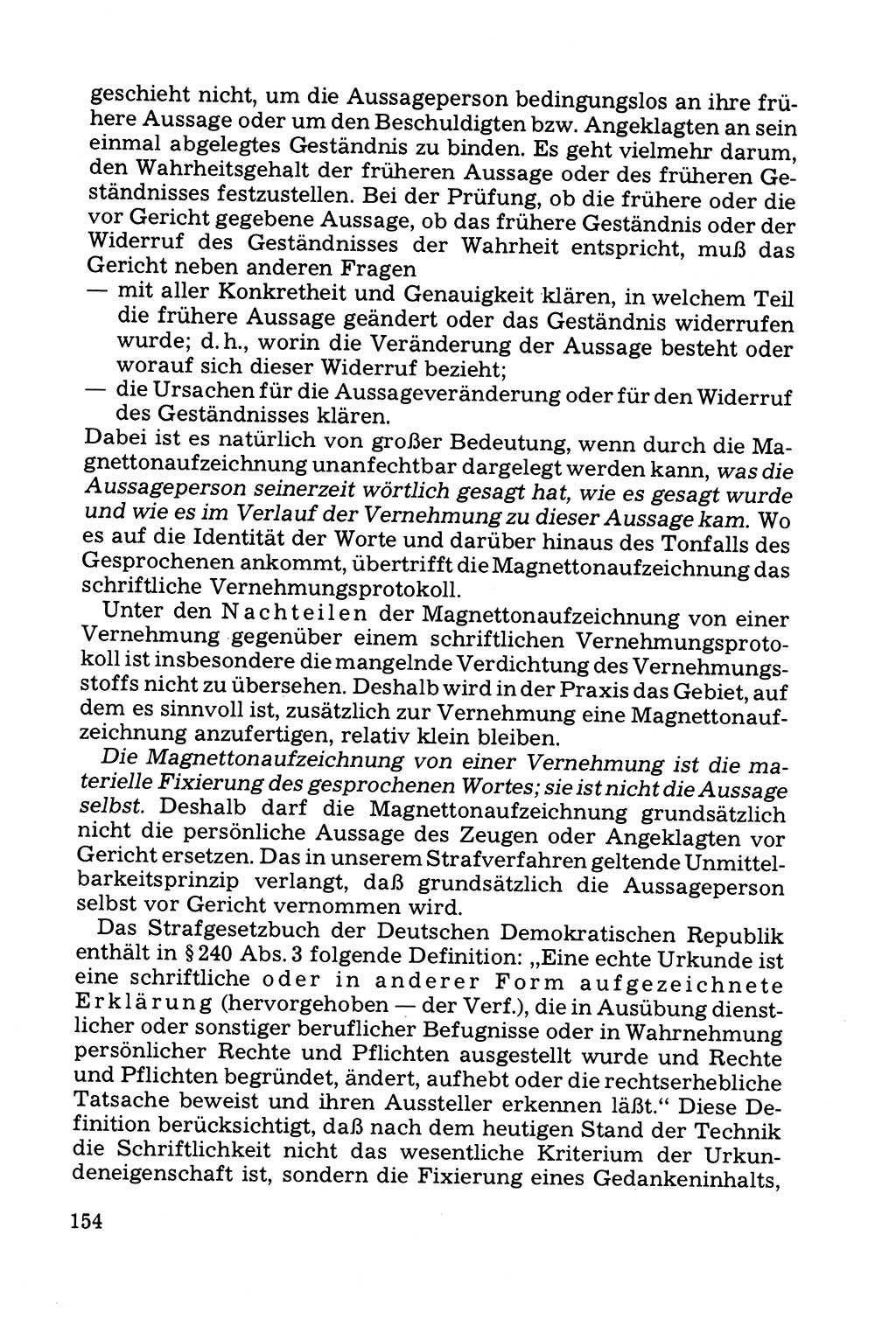 Grundfragen der Beweisführung im Ermittlungsverfahren [Deutsche Demokratische Republik (DDR)] 1980, Seite 154 (Bws.-Fhrg. EV DDR 1980, S. 154)