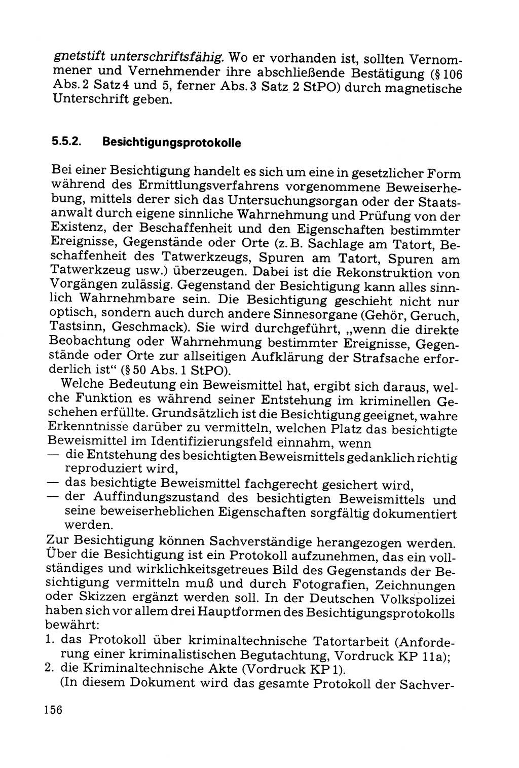 Grundfragen der Beweisführung im Ermittlungsverfahren [Deutsche Demokratische Republik (DDR)] 1980, Seite 156 (Bws.-Fhrg. EV DDR 1980, S. 156)