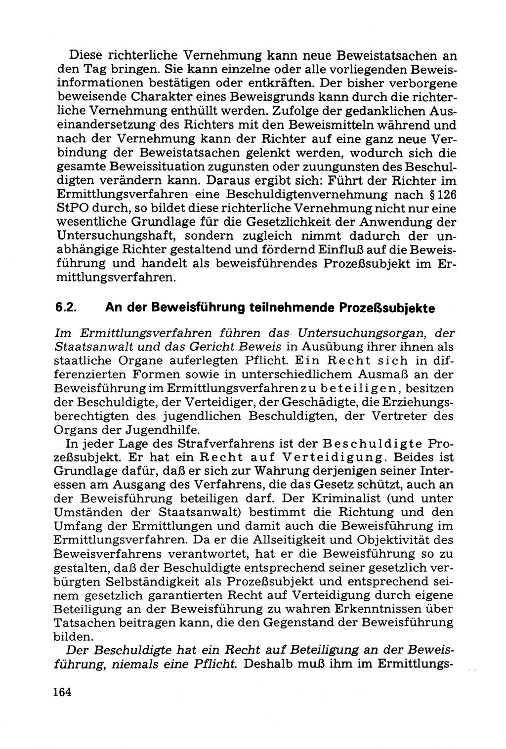 Grundfragen der Beweisführung im Ermittlungsverfahren [Deutsche Demokratische Republik (DDR)] 1980, Seite 164 (Bws.-Fhrg. EV DDR 1980, S. 164)