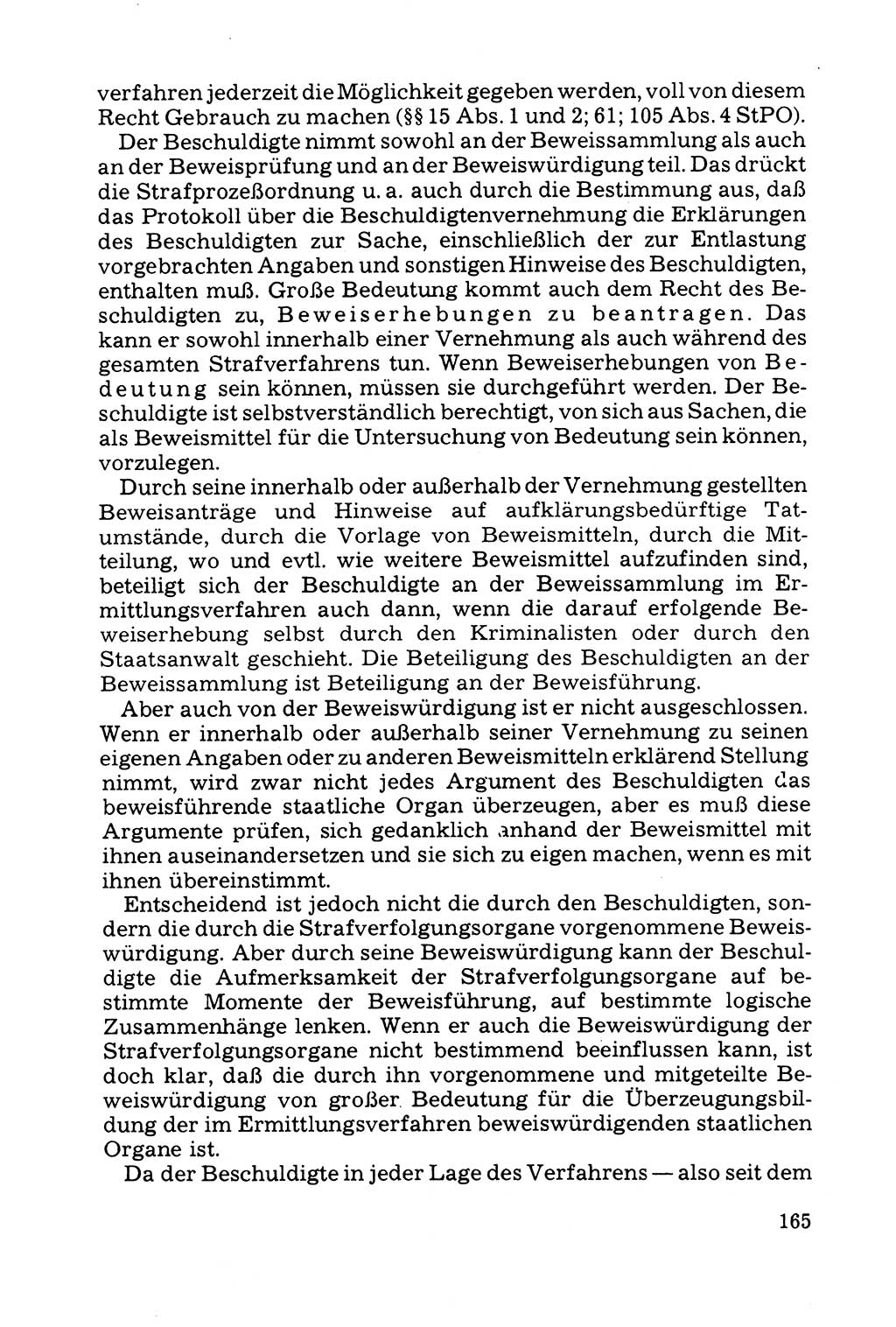 Grundfragen der Beweisführung im Ermittlungsverfahren [Deutsche Demokratische Republik (DDR)] 1980, Seite 165 (Bws.-Fhrg. EV DDR 1980, S. 165)
