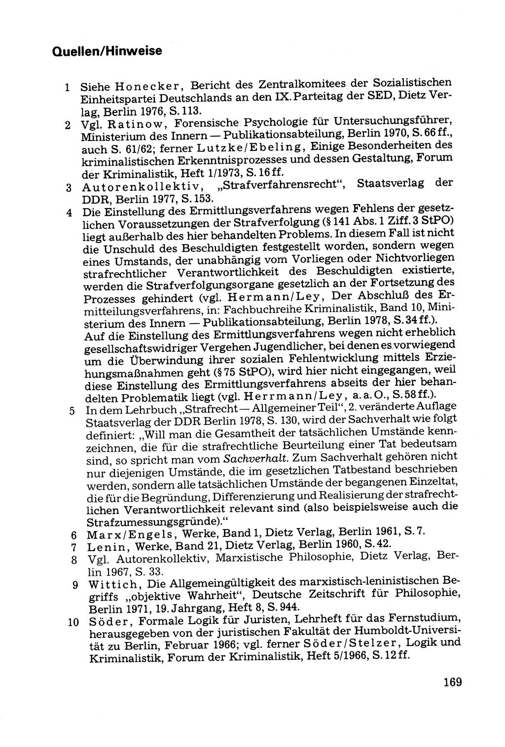 Grundfragen der Beweisführung im Ermittlungsverfahren [Deutsche Demokratische Republik (DDR)] 1980, Seite 169 (Bws.-Fhrg. EV DDR 1980, S. 169)
