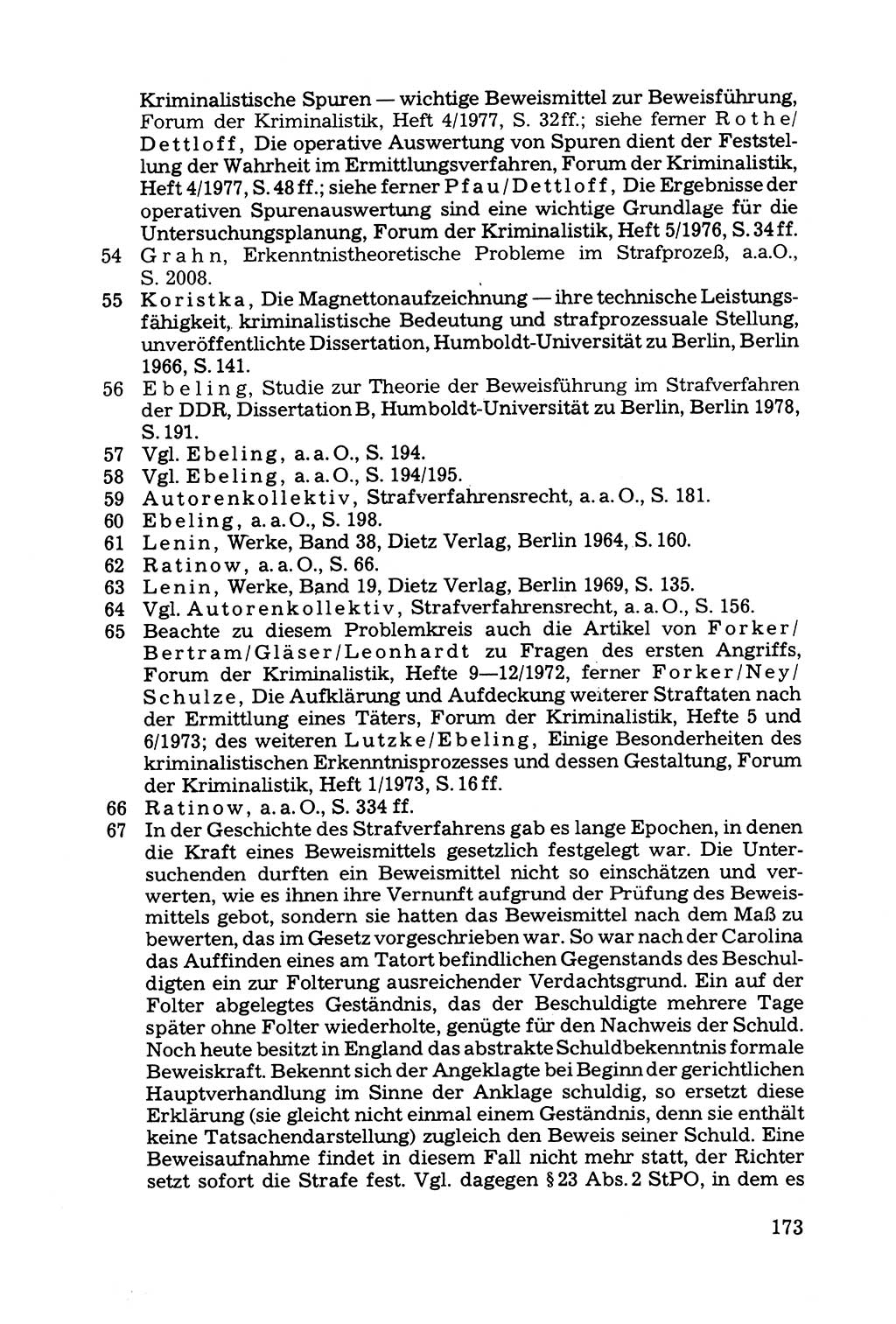 Grundfragen der Beweisführung im Ermittlungsverfahren [Deutsche Demokratische Republik (DDR)] 1980, Seite 173 (Bws.-Fhrg. EV DDR 1980, S. 173)