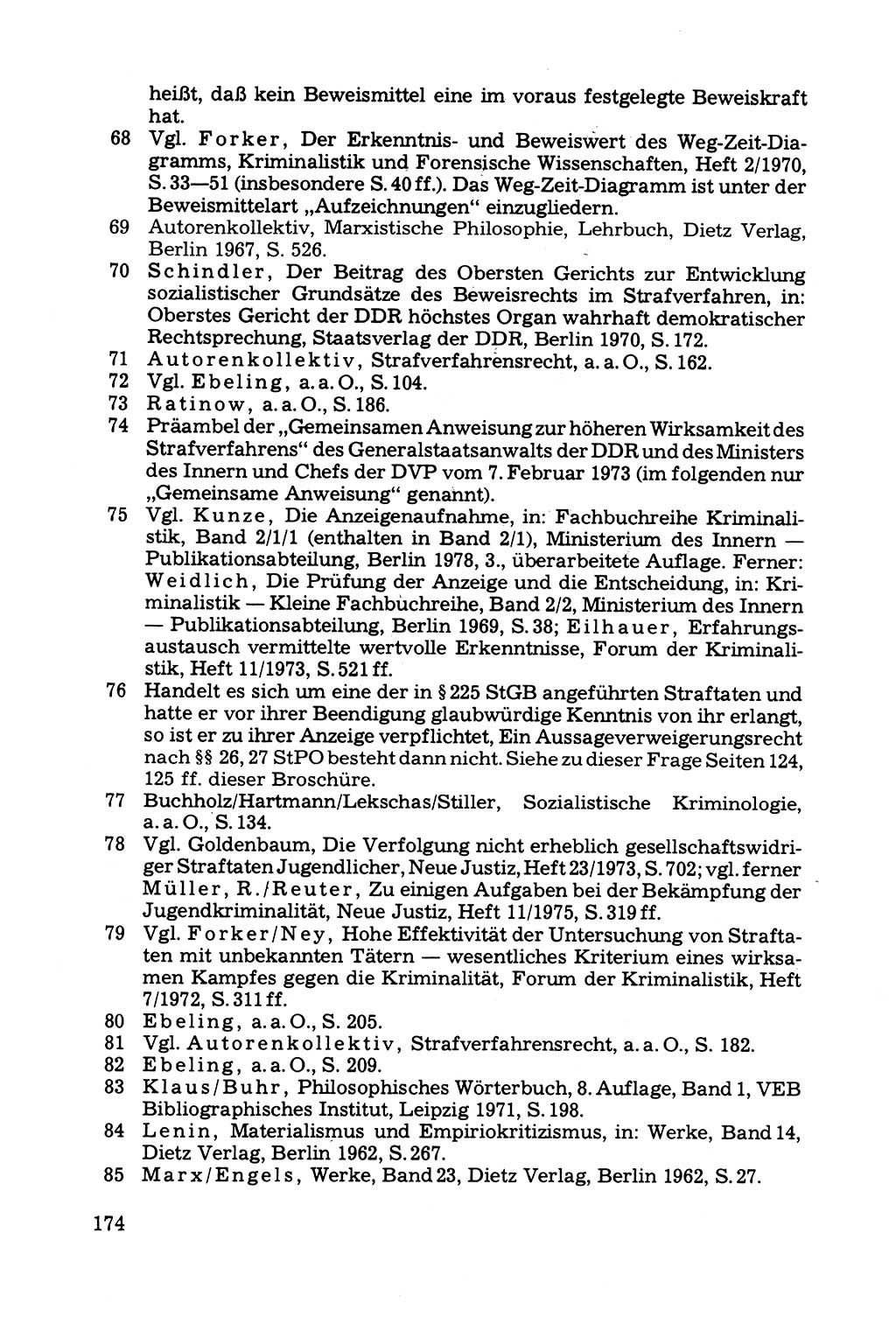 Grundfragen der Beweisführung im Ermittlungsverfahren [Deutsche Demokratische Republik (DDR)] 1980, Seite 174 (Bws.-Fhrg. EV DDR 1980, S. 174)