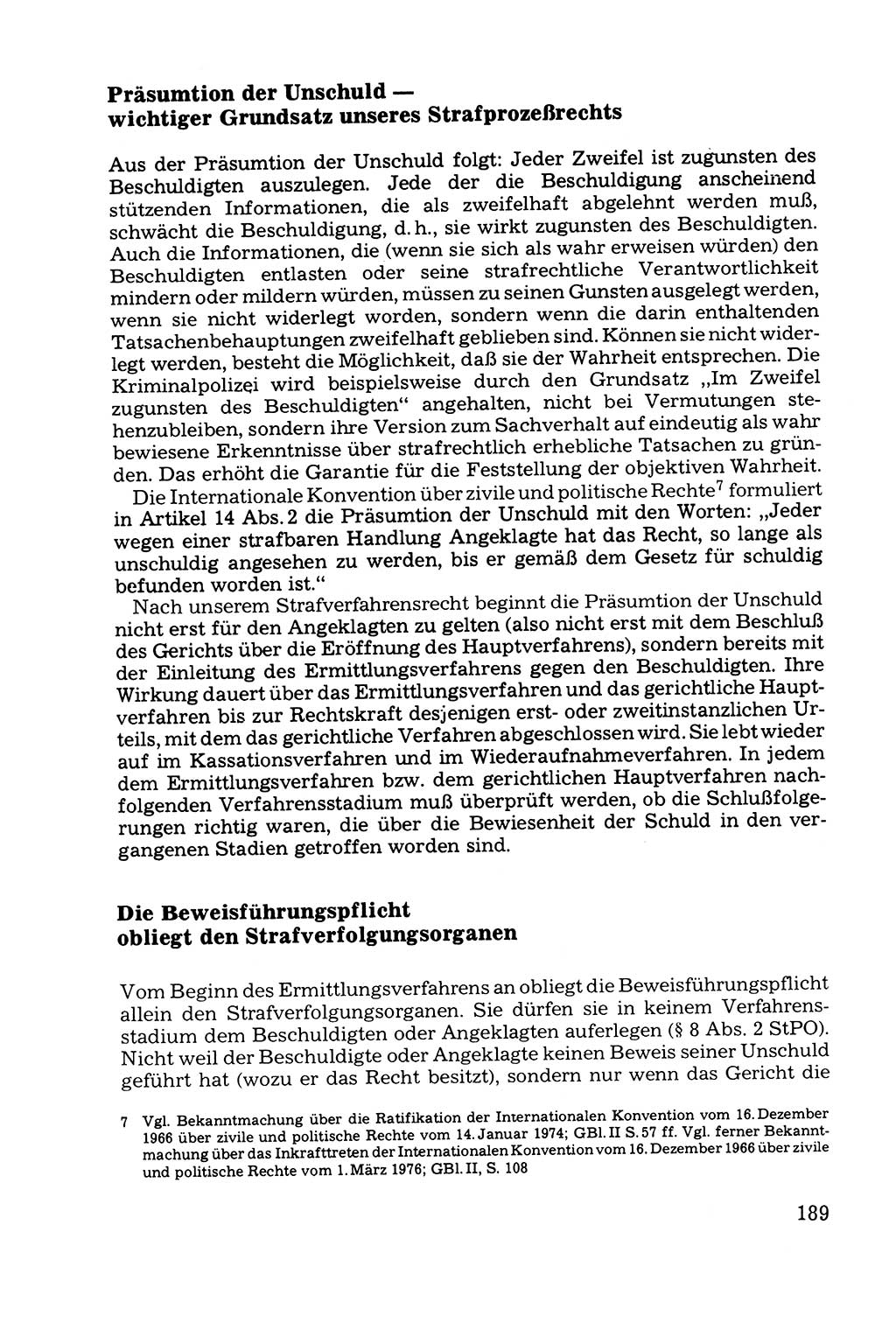 Grundfragen der Beweisführung im Ermittlungsverfahren [Deutsche Demokratische Republik (DDR)] 1980, Seite 189 (Bws.-Fhrg. EV DDR 1980, S. 189)