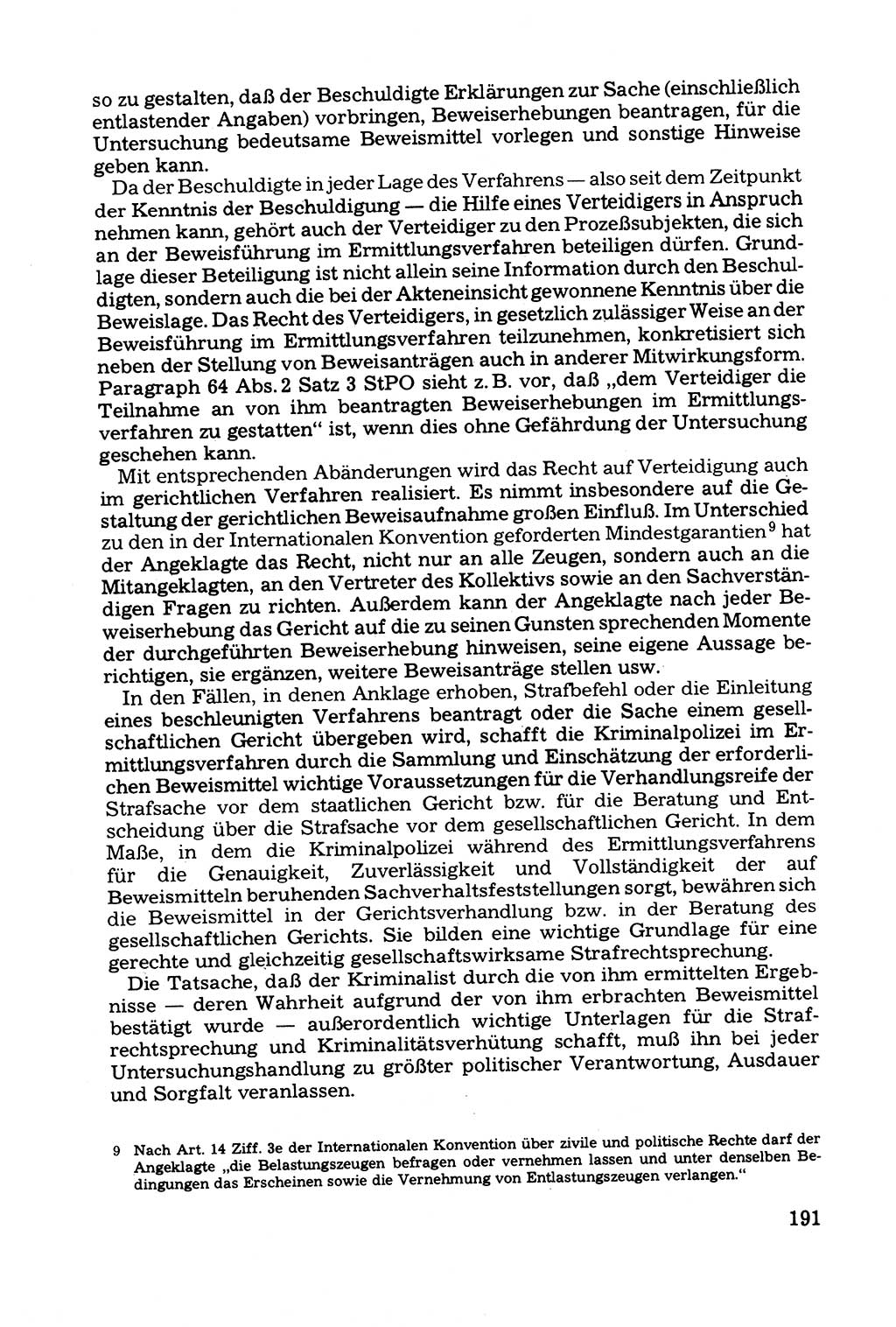 Grundfragen der Beweisführung im Ermittlungsverfahren [Deutsche Demokratische Republik (DDR)] 1980, Seite 191 (Bws.-Fhrg. EV DDR 1980, S. 191)