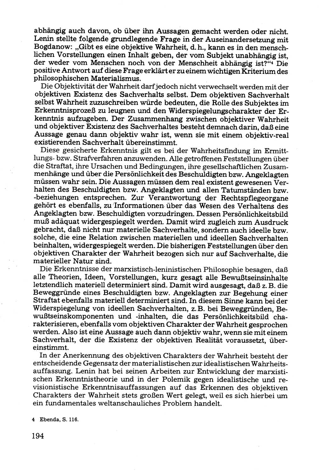 Grundfragen der Beweisführung im Ermittlungsverfahren [Deutsche Demokratische Republik (DDR)] 1980, Seite 194 (Bws.-Fhrg. EV DDR 1980, S. 194)