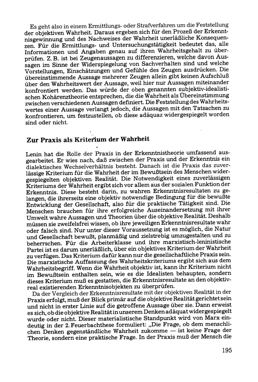 Grundfragen der Beweisführung im Ermittlungsverfahren [Deutsche Demokratische Republik (DDR)] 1980, Seite 195 (Bws.-Fhrg. EV DDR 1980, S. 195)