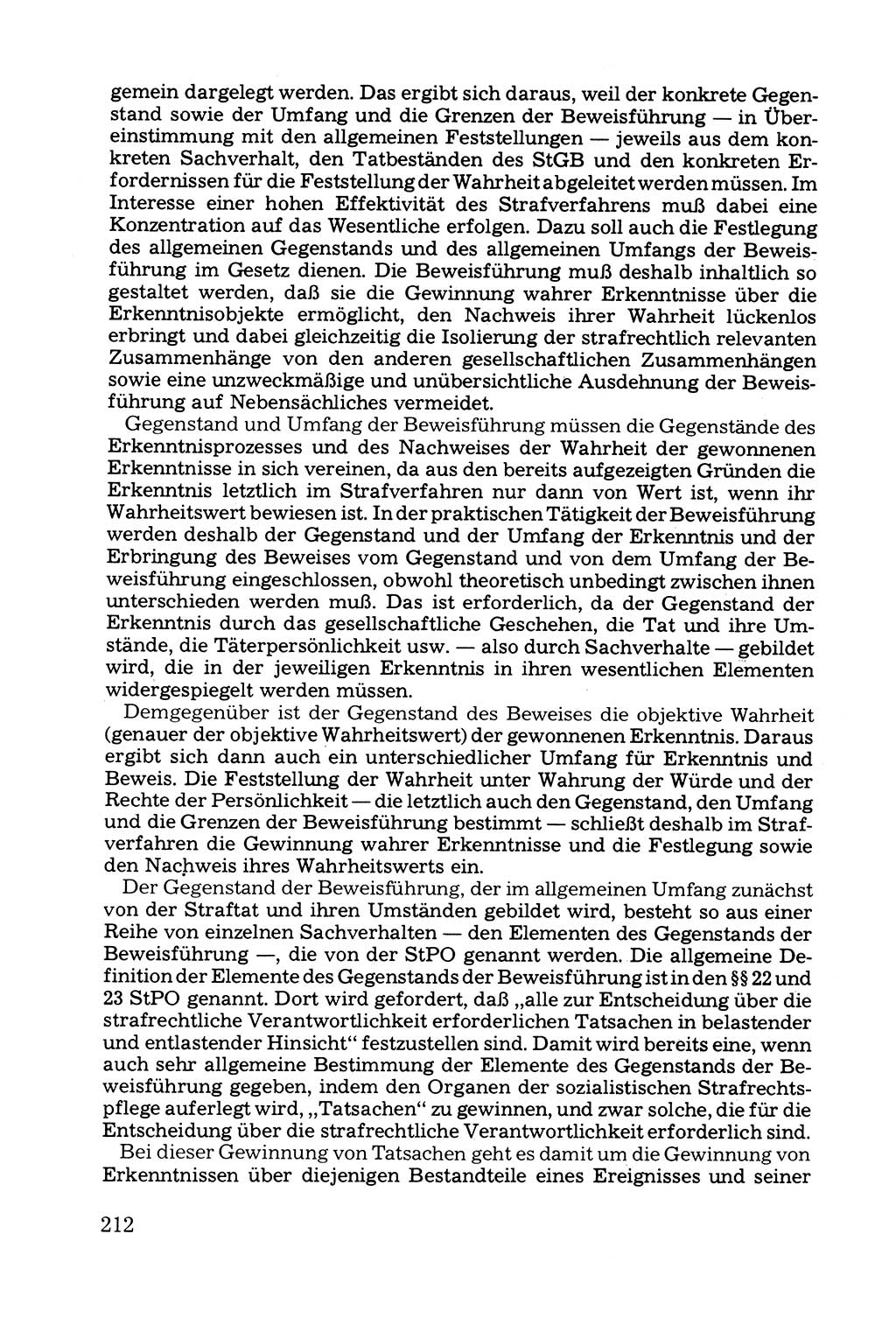 Grundfragen der Beweisführung im Ermittlungsverfahren [Deutsche Demokratische Republik (DDR)] 1980, Seite 212 (Bws.-Fhrg. EV DDR 1980, S. 212)
