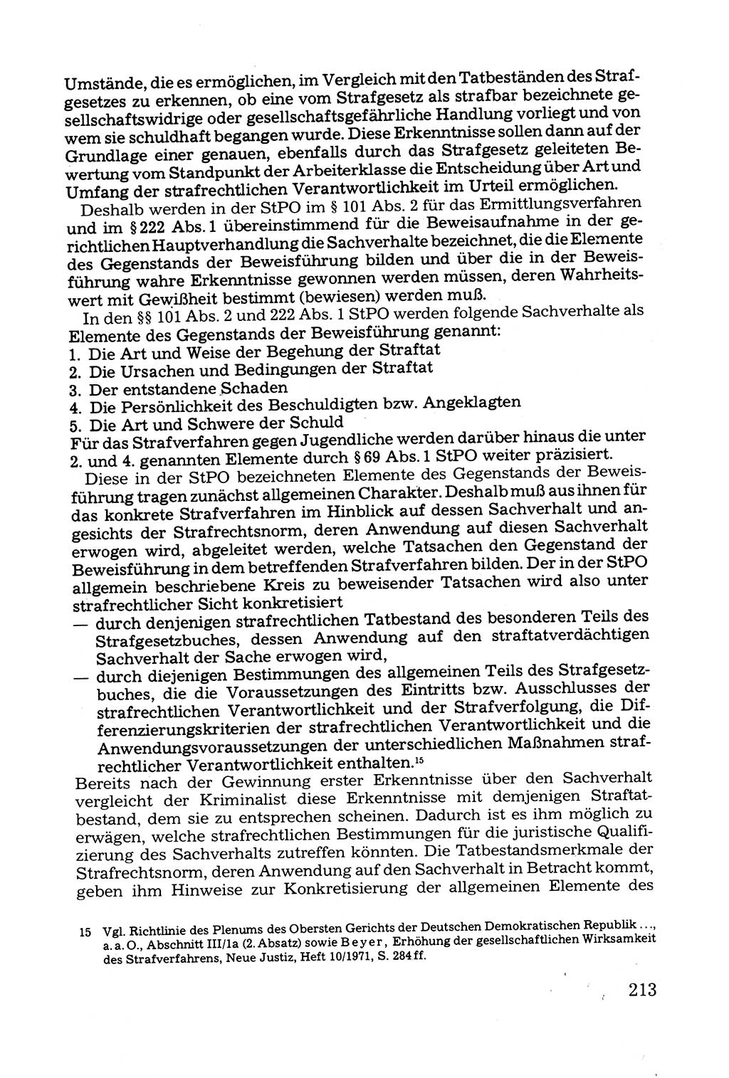 Grundfragen der Beweisführung im Ermittlungsverfahren [Deutsche Demokratische Republik (DDR)] 1980, Seite 213 (Bws.-Fhrg. EV DDR 1980, S. 213)