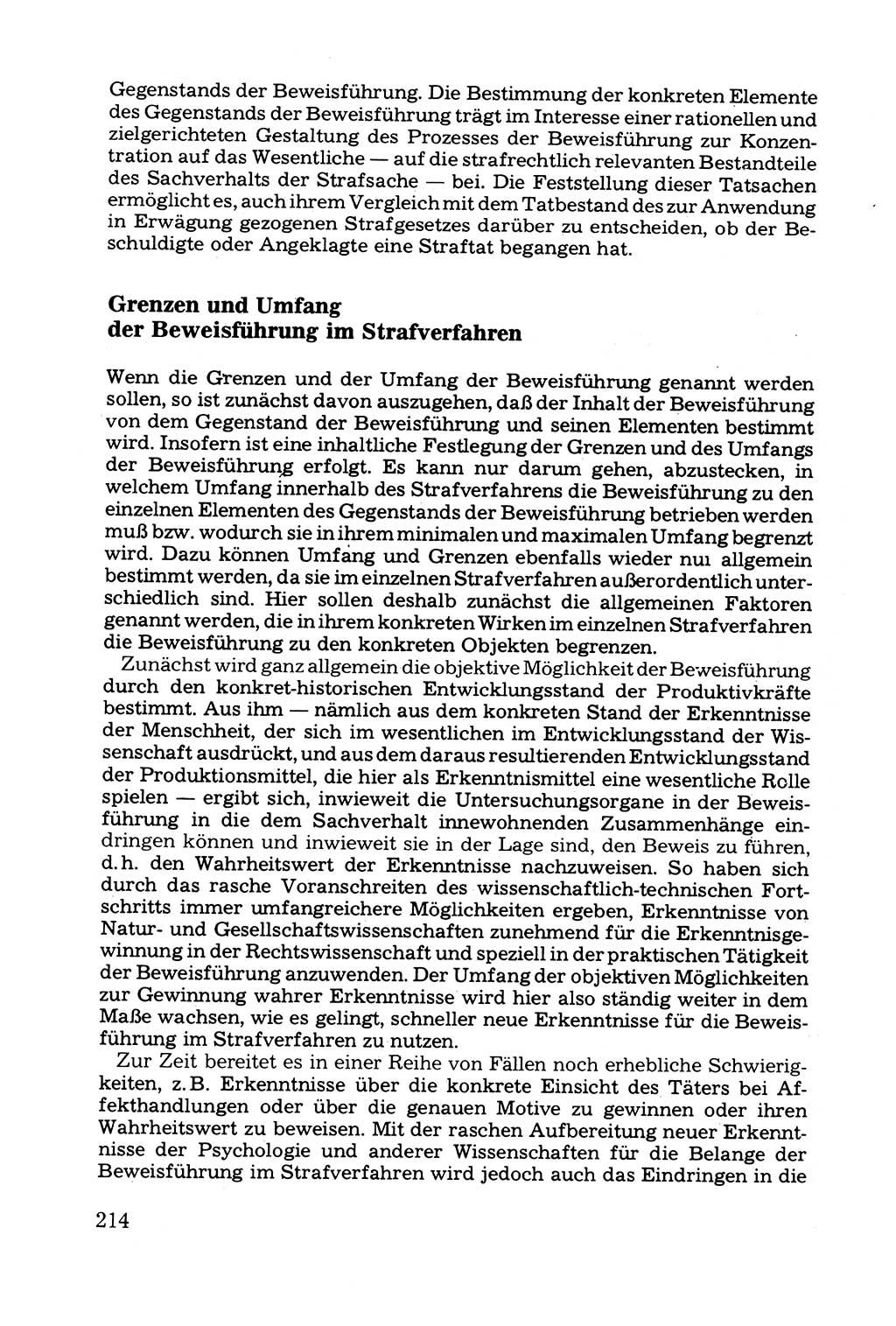 Grundfragen der Beweisführung im Ermittlungsverfahren [Deutsche Demokratische Republik (DDR)] 1980, Seite 214 (Bws.-Fhrg. EV DDR 1980, S. 214)