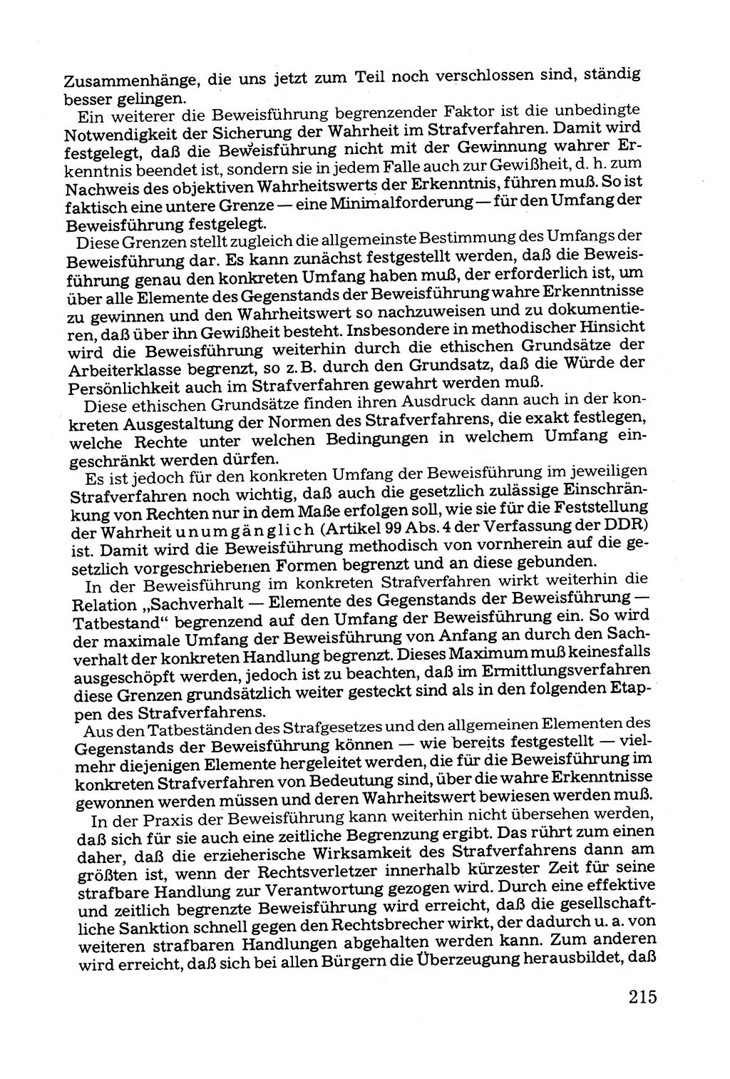 Grundfragen der Beweisführung im Ermittlungsverfahren [Deutsche Demokratische Republik (DDR)] 1980, Seite 215 (Bws.-Fhrg. EV DDR 1980, S. 215)