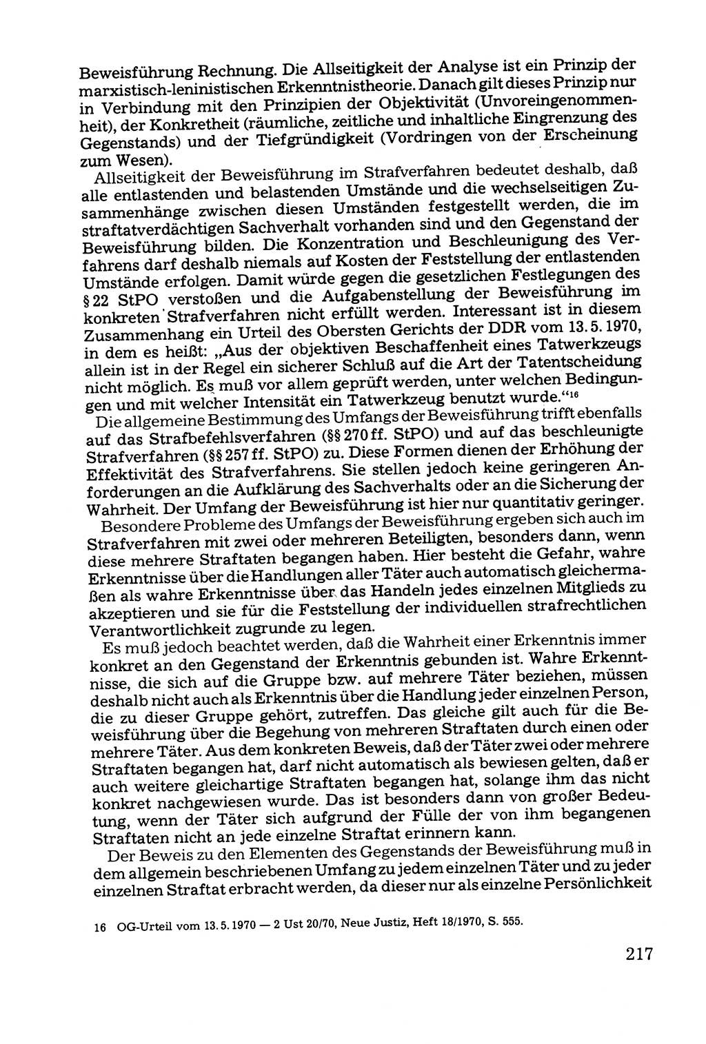 Grundfragen der Beweisführung im Ermittlungsverfahren [Deutsche Demokratische Republik (DDR)] 1980, Seite 217 (Bws.-Fhrg. EV DDR 1980, S. 217)