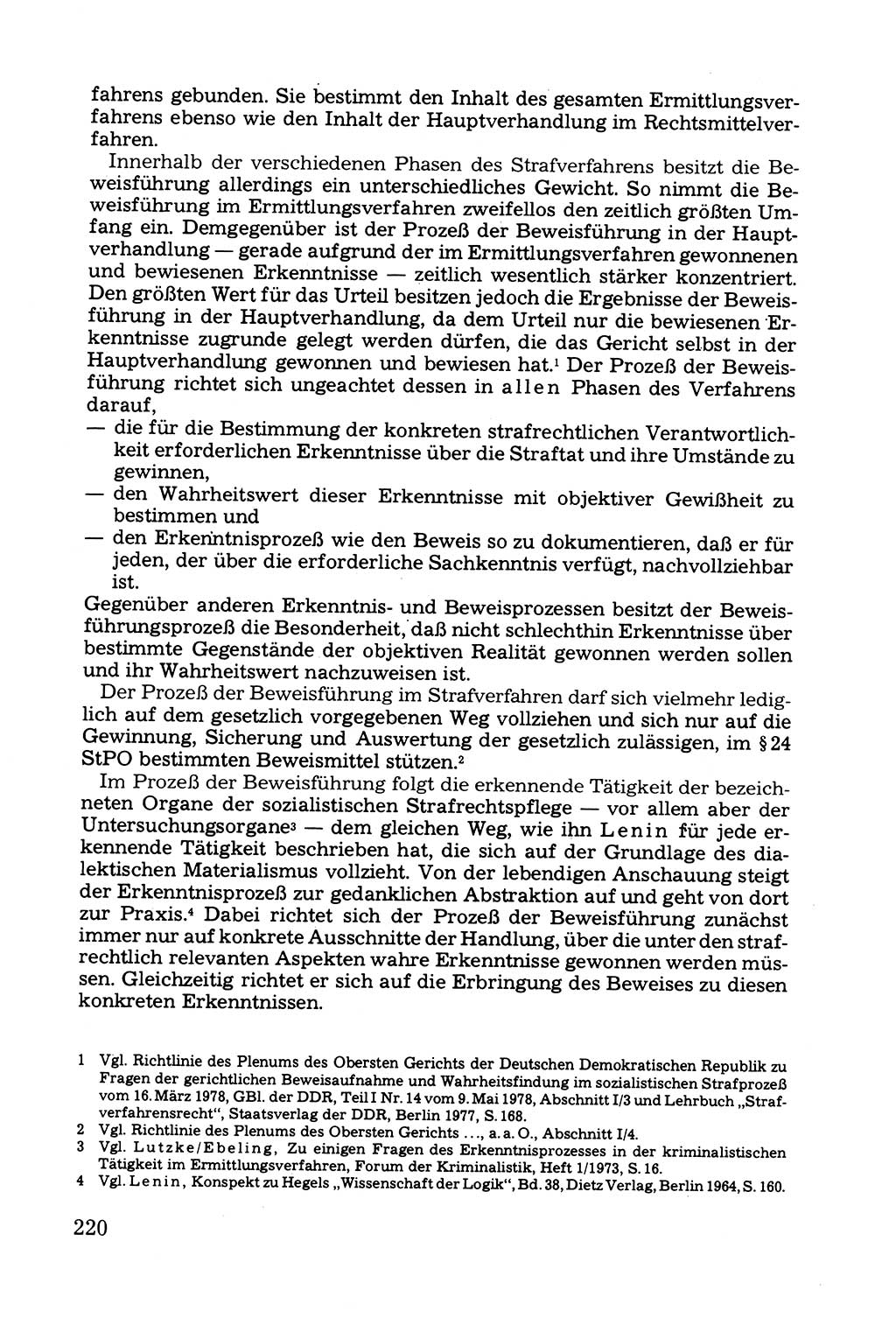 Grundfragen der Beweisführung im Ermittlungsverfahren [Deutsche Demokratische Republik (DDR)] 1980, Seite 220 (Bws.-Fhrg. EV DDR 1980, S. 220)