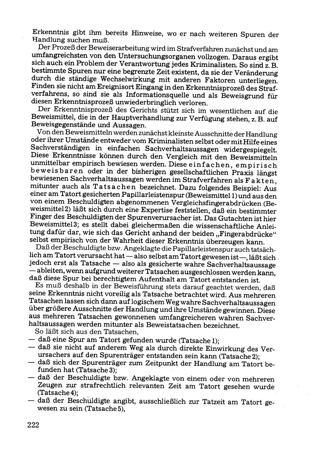 Grundfragen der Beweisführung im Ermittlungsverfahren [Deutsche Demokratische Republik (DDR)] 1980, Seite 222 (Bws.-Fhrg. EV DDR 1980, S. 222)