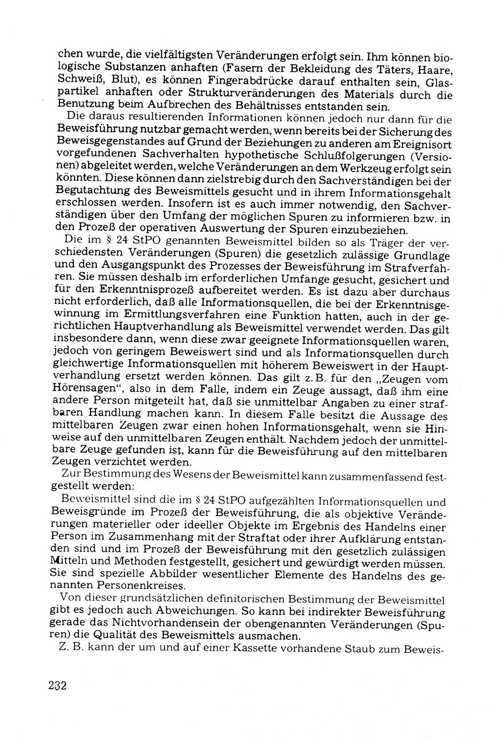 Grundfragen der Beweisführung im Ermittlungsverfahren [Deutsche Demokratische Republik (DDR)] 1980, Seite 232 (Bws.-Fhrg. EV DDR 1980, S. 232)
