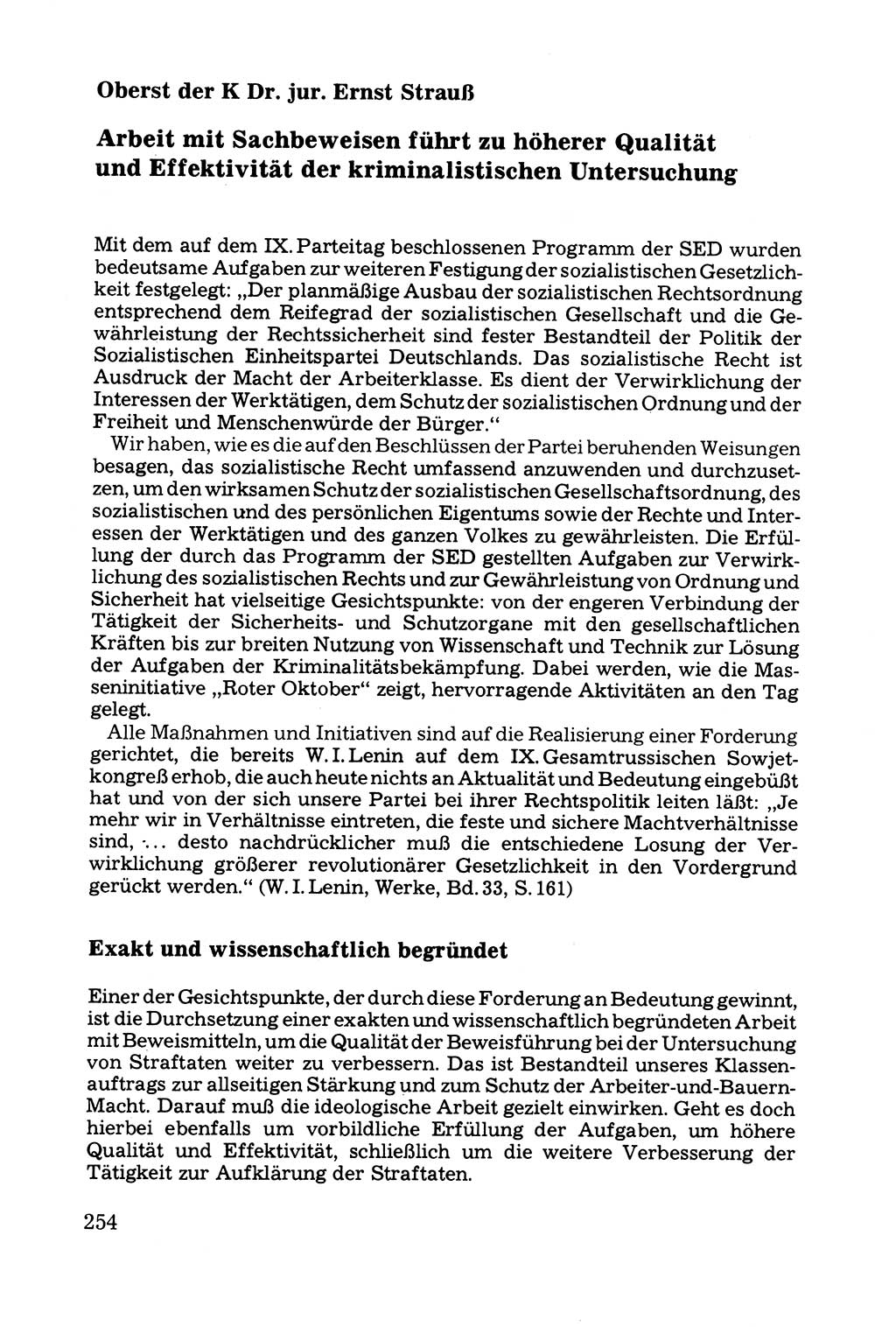 Grundfragen der Beweisführung im Ermittlungsverfahren [Deutsche Demokratische Republik (DDR)] 1980, Seite 254 (Bws.-Fhrg. EV DDR 1980, S. 254)