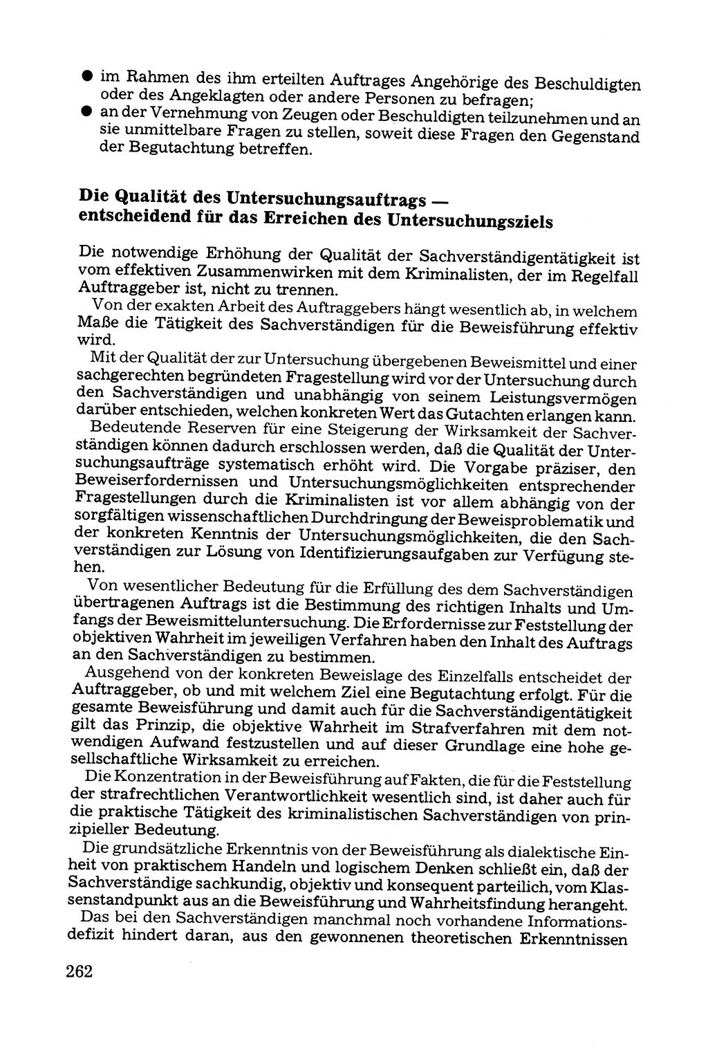 Grundfragen der Beweisführung im Ermittlungsverfahren [Deutsche Demokratische Republik (DDR)] 1980, Seite 262 (Bws.-Fhrg. EV DDR 1980, S. 262)