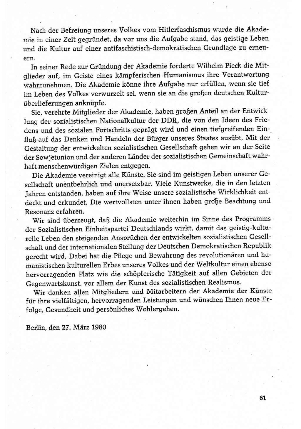 Dokumente der Sozialistischen Einheitspartei Deutschlands (SED) [Deutsche Demokratische Republik (DDR)] 1980-1981, Seite 61 (Dok. SED DDR 1980-1981, S. 61)