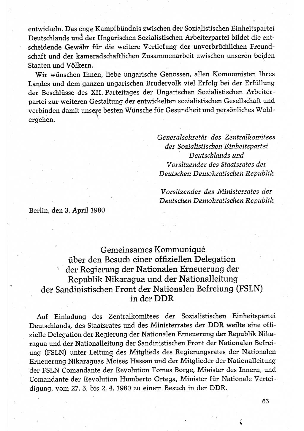 Dokumente der Sozialistischen Einheitspartei Deutschlands (SED) [Deutsche Demokratische Republik (DDR)] 1980-1981, Seite 63 (Dok. SED DDR 1980-1981, S. 63)