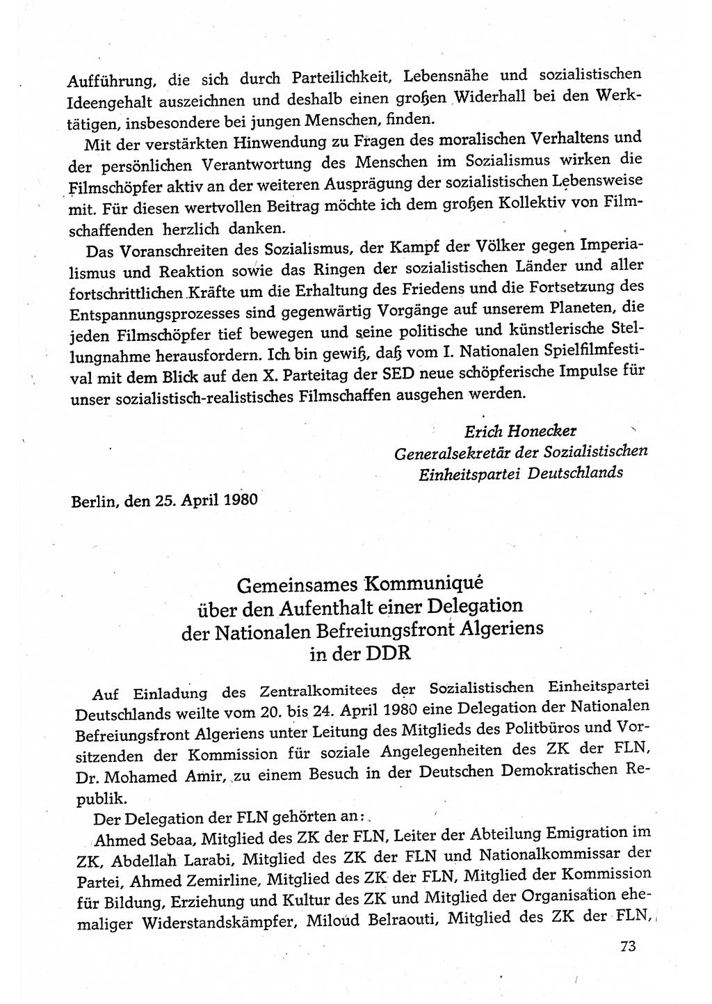 Dokumente der Sozialistischen Einheitspartei Deutschlands (SED) [Deutsche Demokratische Republik (DDR)] 1980-1981, Seite 73 (Dok. SED DDR 1980-1981, S. 73)